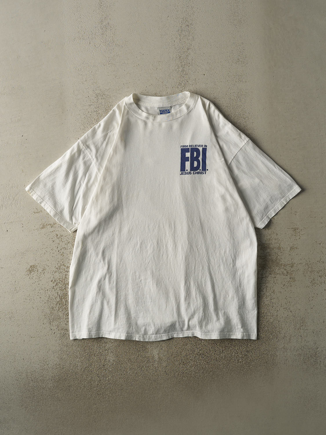 Vintage 95' White FBI Religious Parody Tee (XXL)