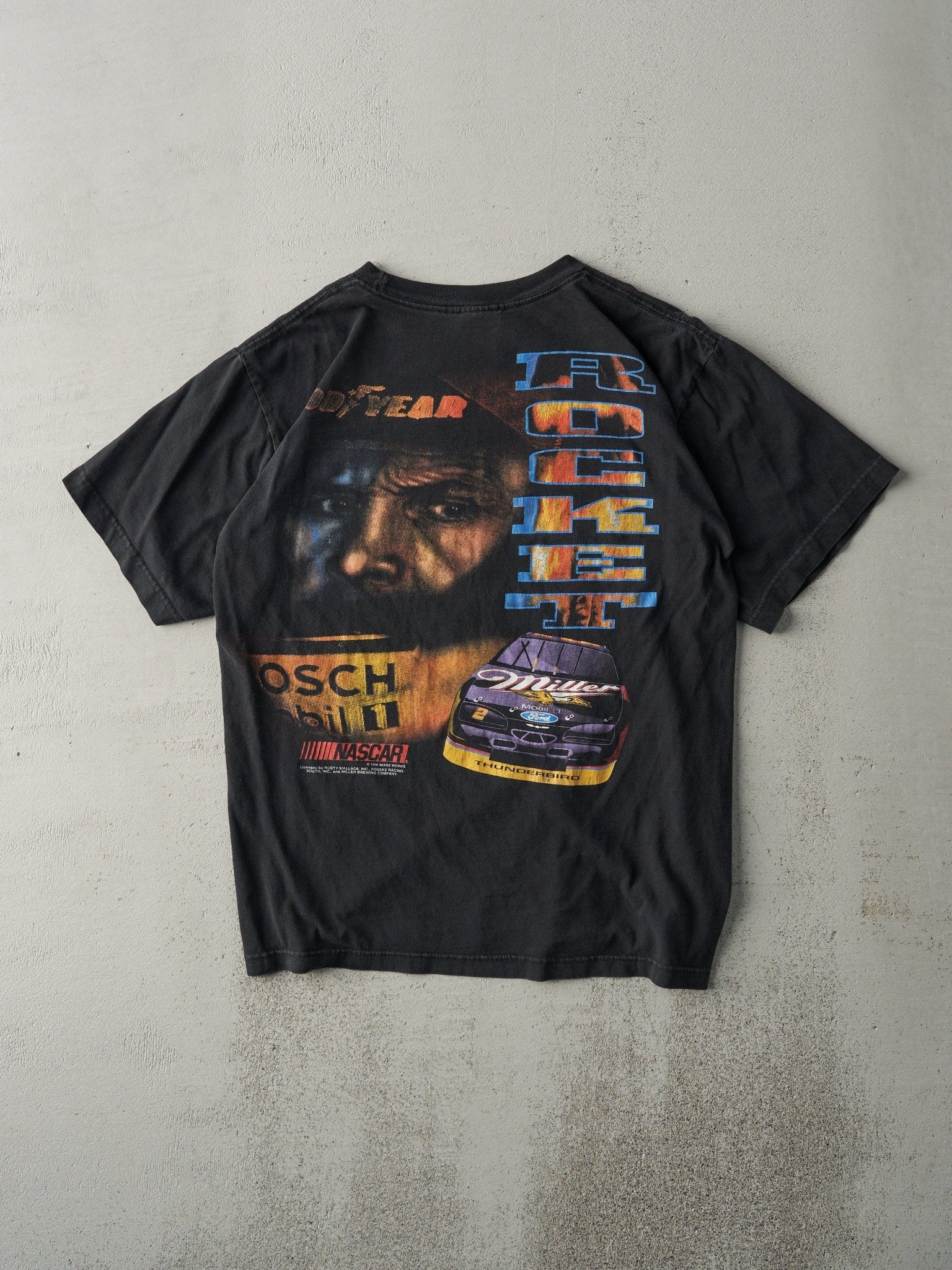 Vintage 96' Black Rusty Wallace Nascar Racing Tee (M) - Image 2