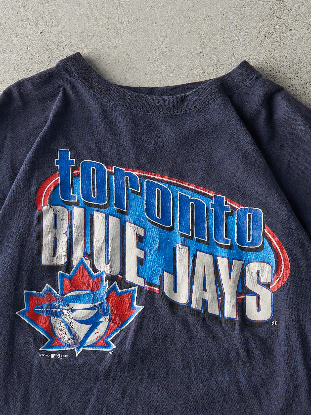 Vintage 96' Navy Blue Toronto Blue Jays Tee (M) - Image 2