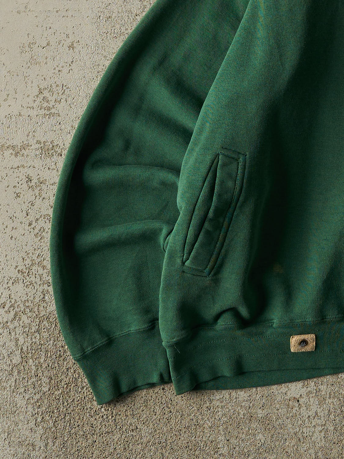 Vintage 96' Sun Faded Green Coca Cola Embroidered Quarter Zip Hoodie (L/XL) - Image 3