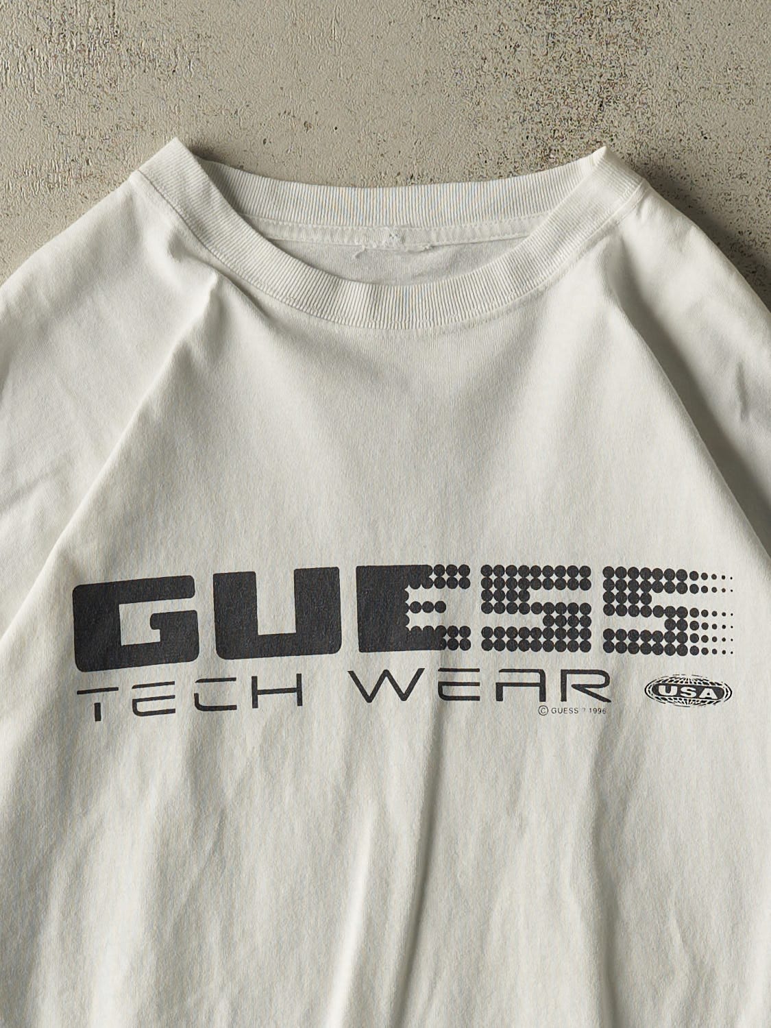 Vintage 96' White Guess Tech Wear Tee (XXL) - Image 2