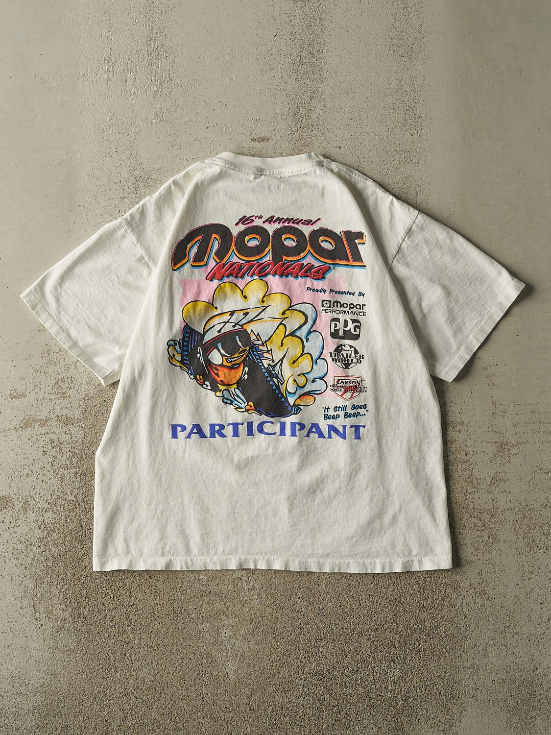 Vintage 96' White Mopar Nationals Racing Tee (L/XL) - Image 2