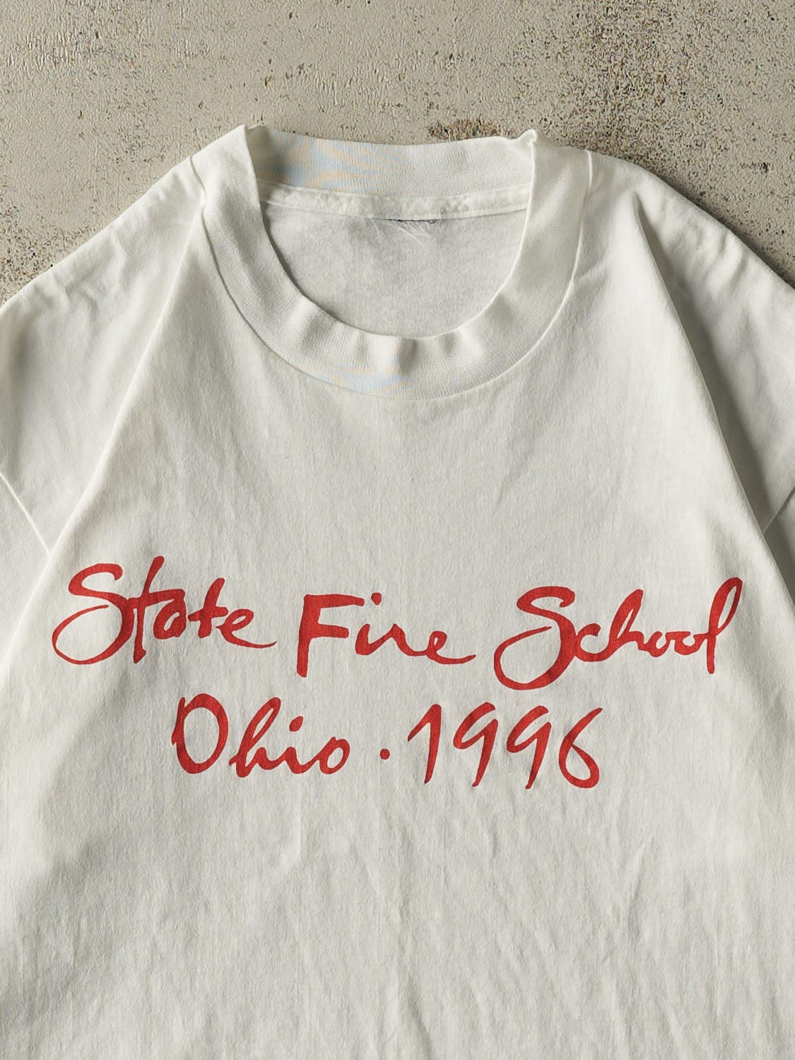 Vintage 96' White Ohio State Fire School Single Stitch Tee (M) - Image 2