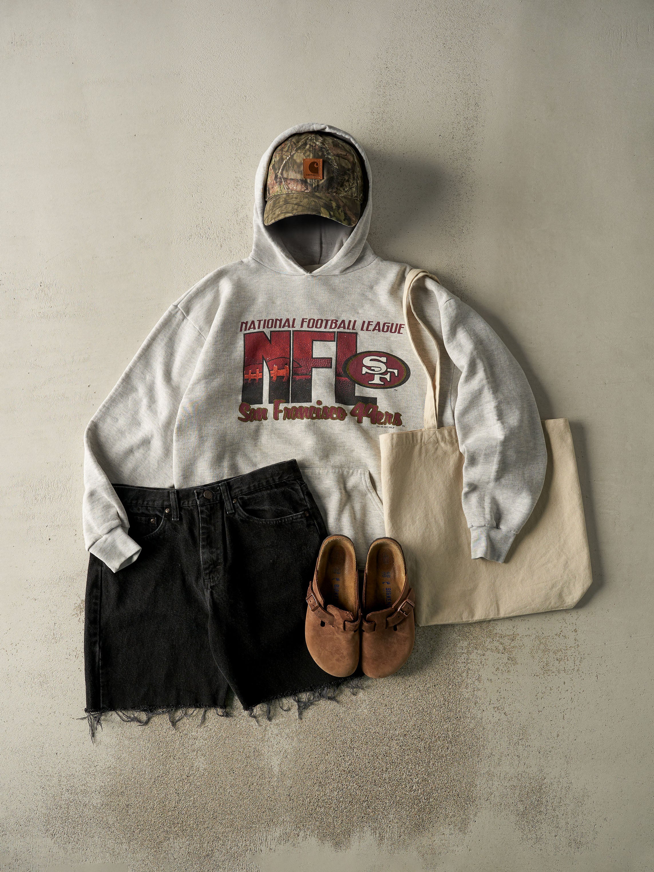 Vintage 97' Heather Grey San Francisco 49ers Hoodie (M/L) - Image 2