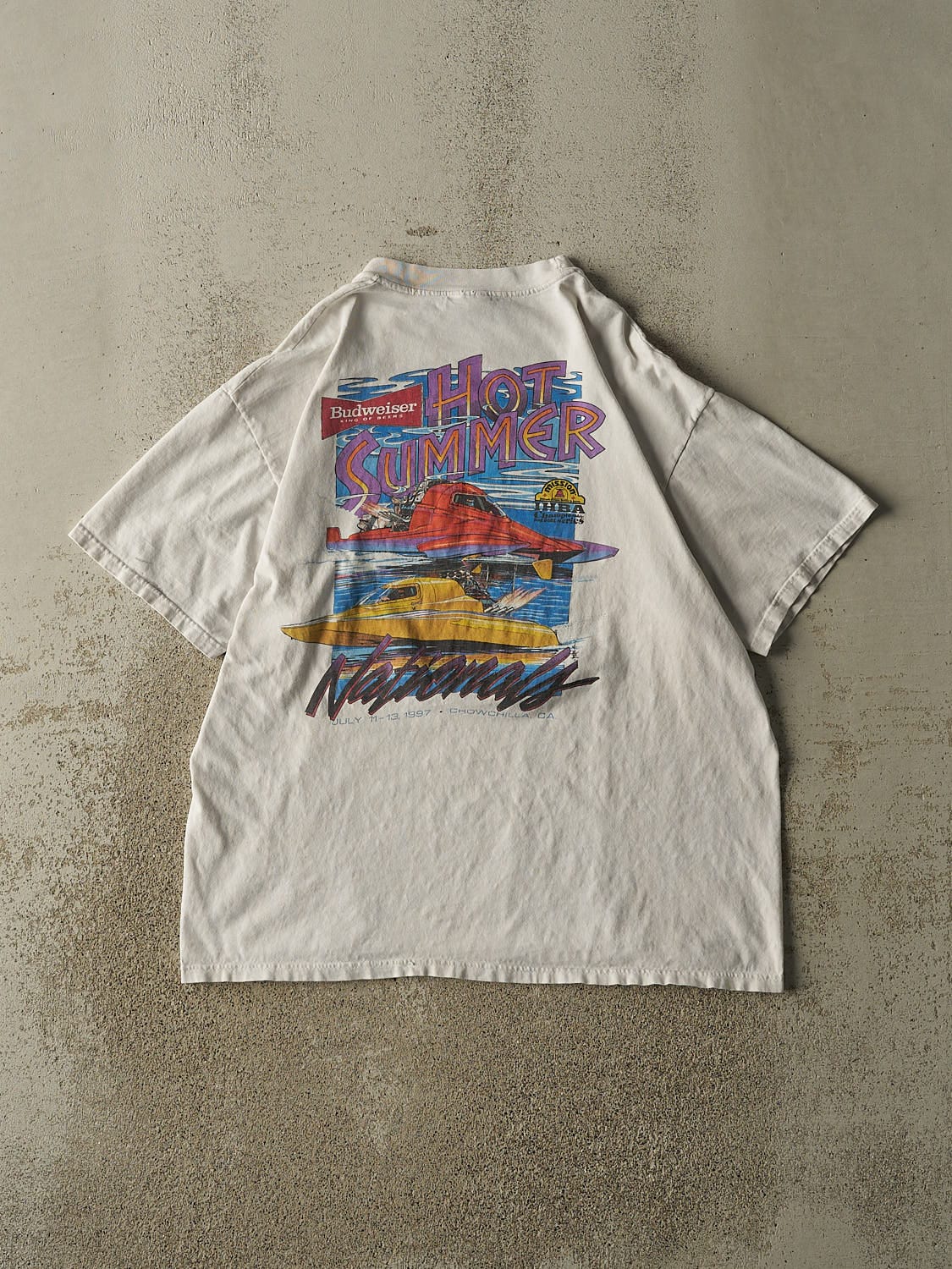 Vintage 97' White IHBA Hot Summer Nationals Boat Racing Tee (L/XL) - Image 2