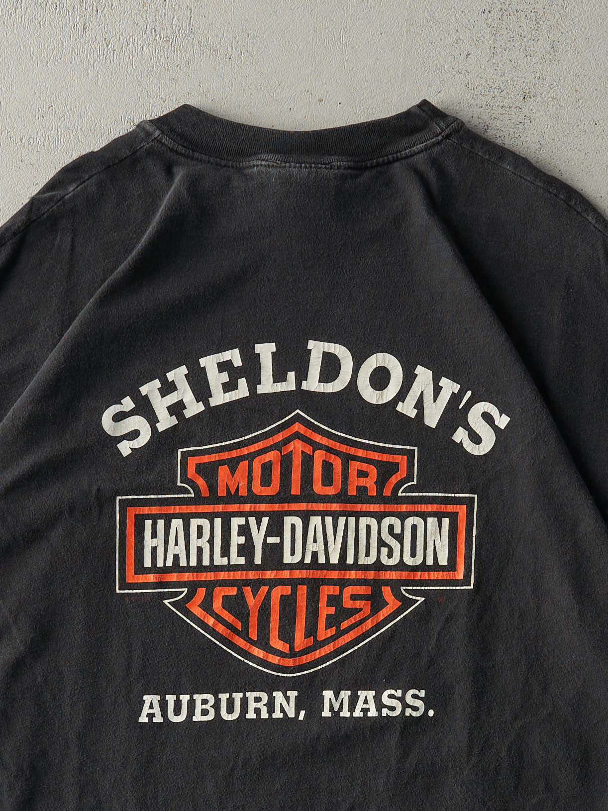 Vintage 98' Black Auburn, Mass Harley Davidson Tee (L/XL) - Image 4