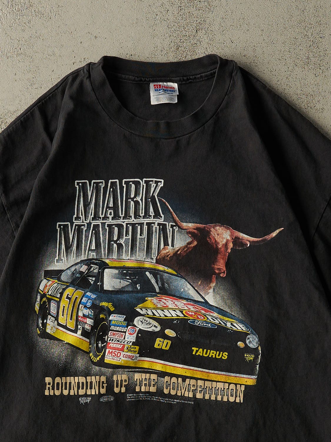 Vintage 98' Black Mark Martin Nascar Tee (XL) - Image 3