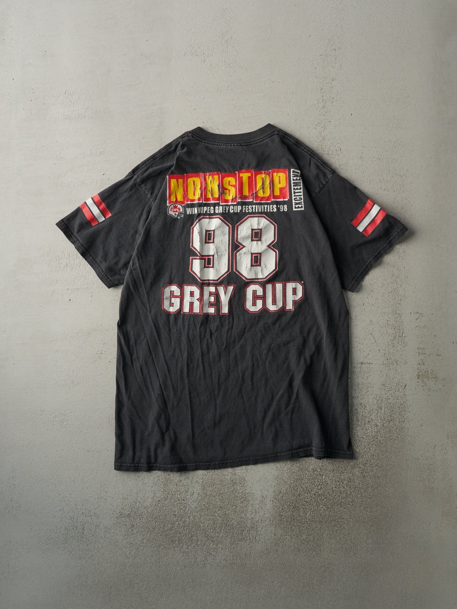 Vintage 98' Black Winnipeg 86th Grey Cup CFL Tee (M) - Image 2