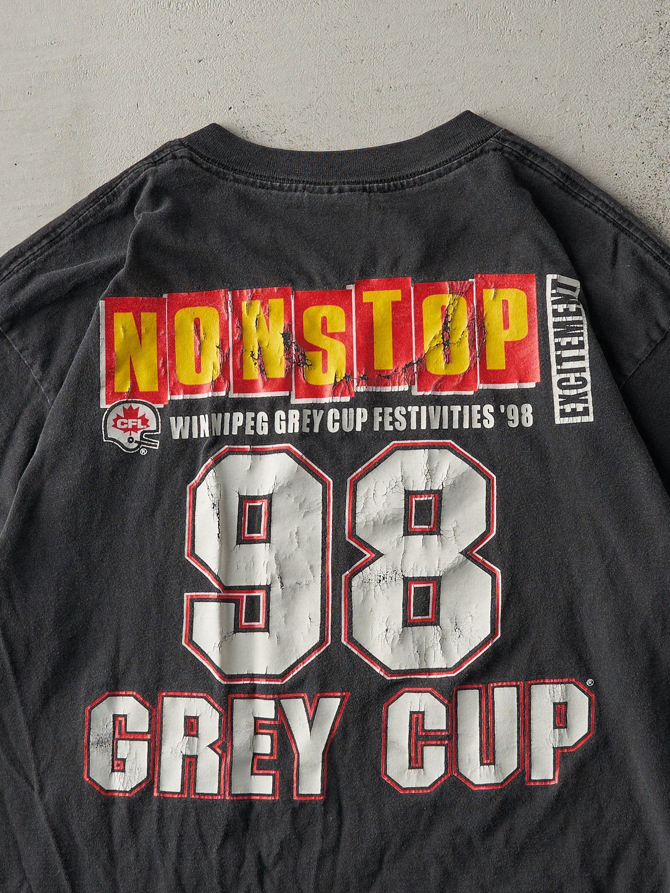 Vintage 98' Black Winnipeg 86th Grey Cup CFL Tee (M) - Image 4