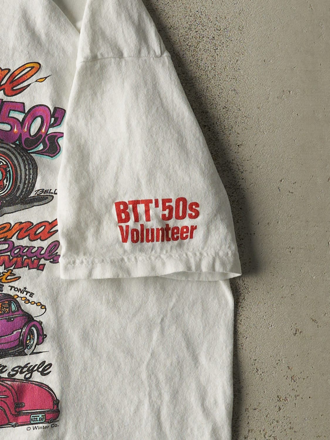 Vintage 98' White "Back to the 50's" Car Tee (L/XL) - Image 4