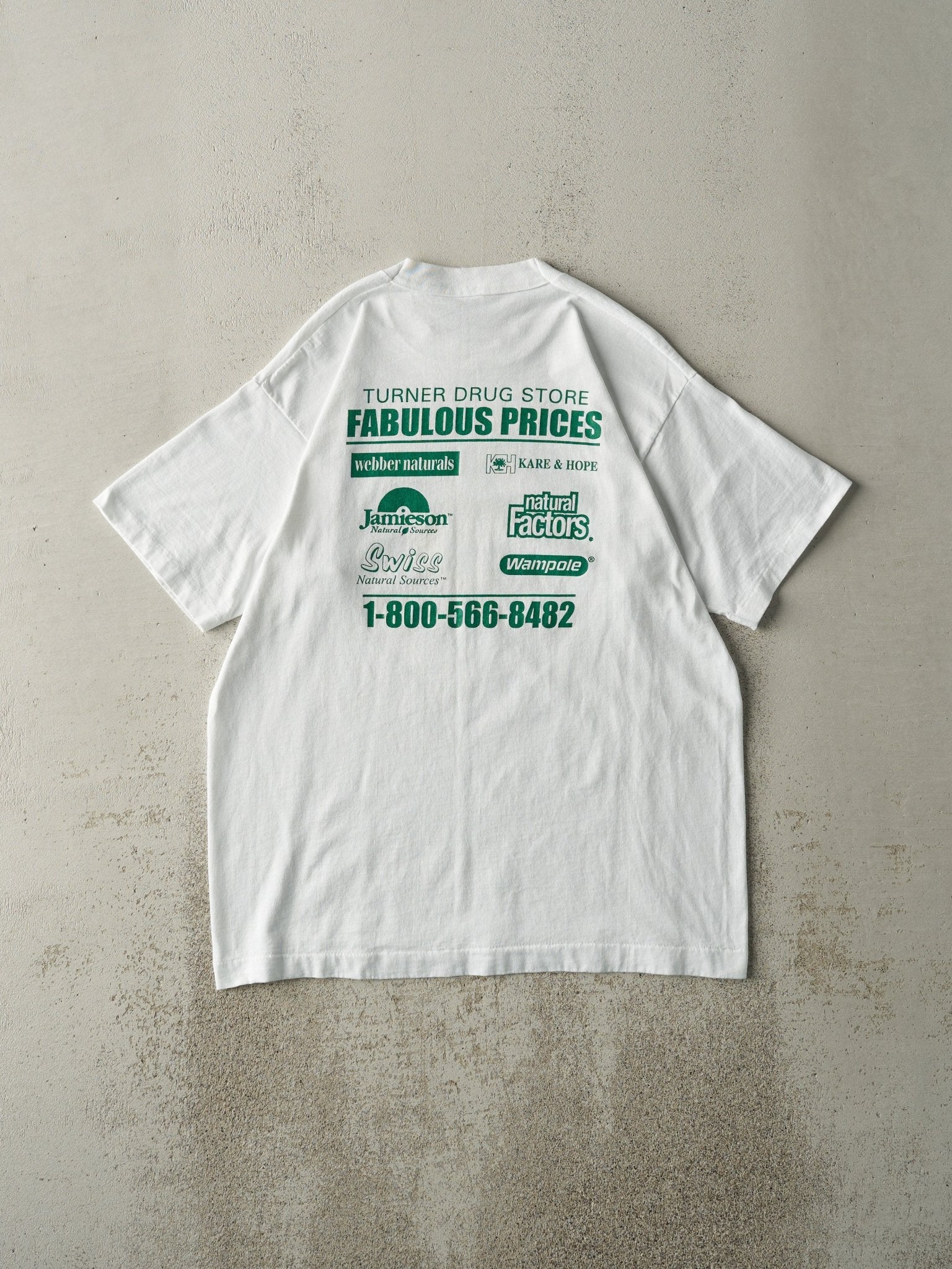 Vintage 98' White Turner Drug Store Single Stitch Tee (M) - Image 2