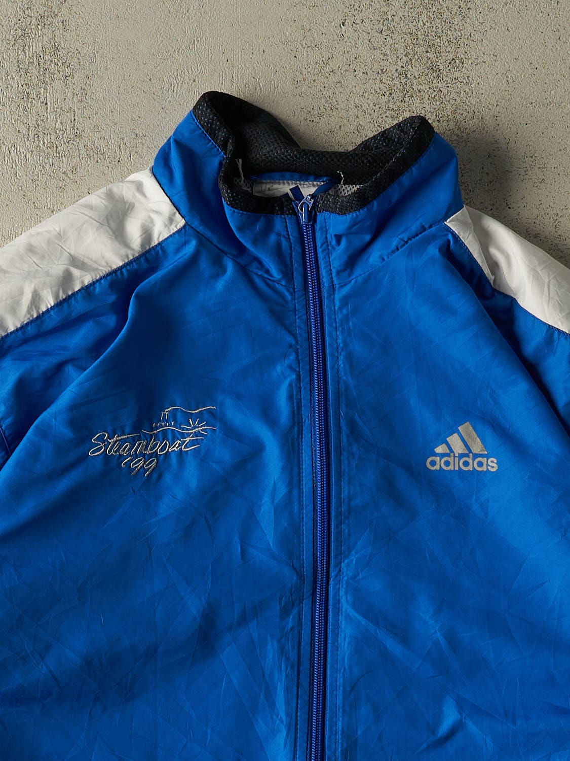 Vintage 99' Blue Adidas Steamboat Windbreaker Jacket (L/XL) - Image 3