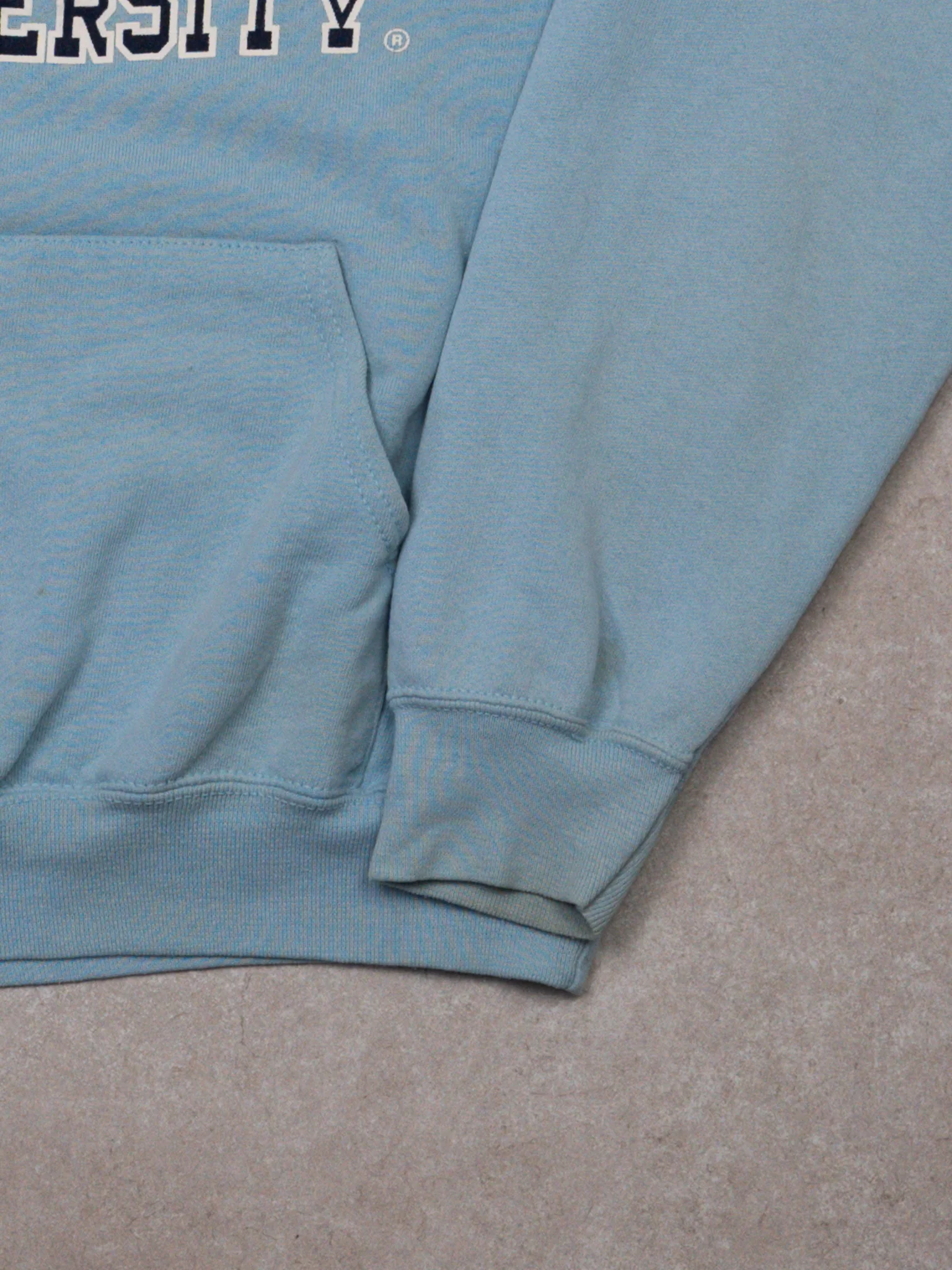 Vintage 80s Baby Blue Cambridge University Hoodie (S) - Image 3