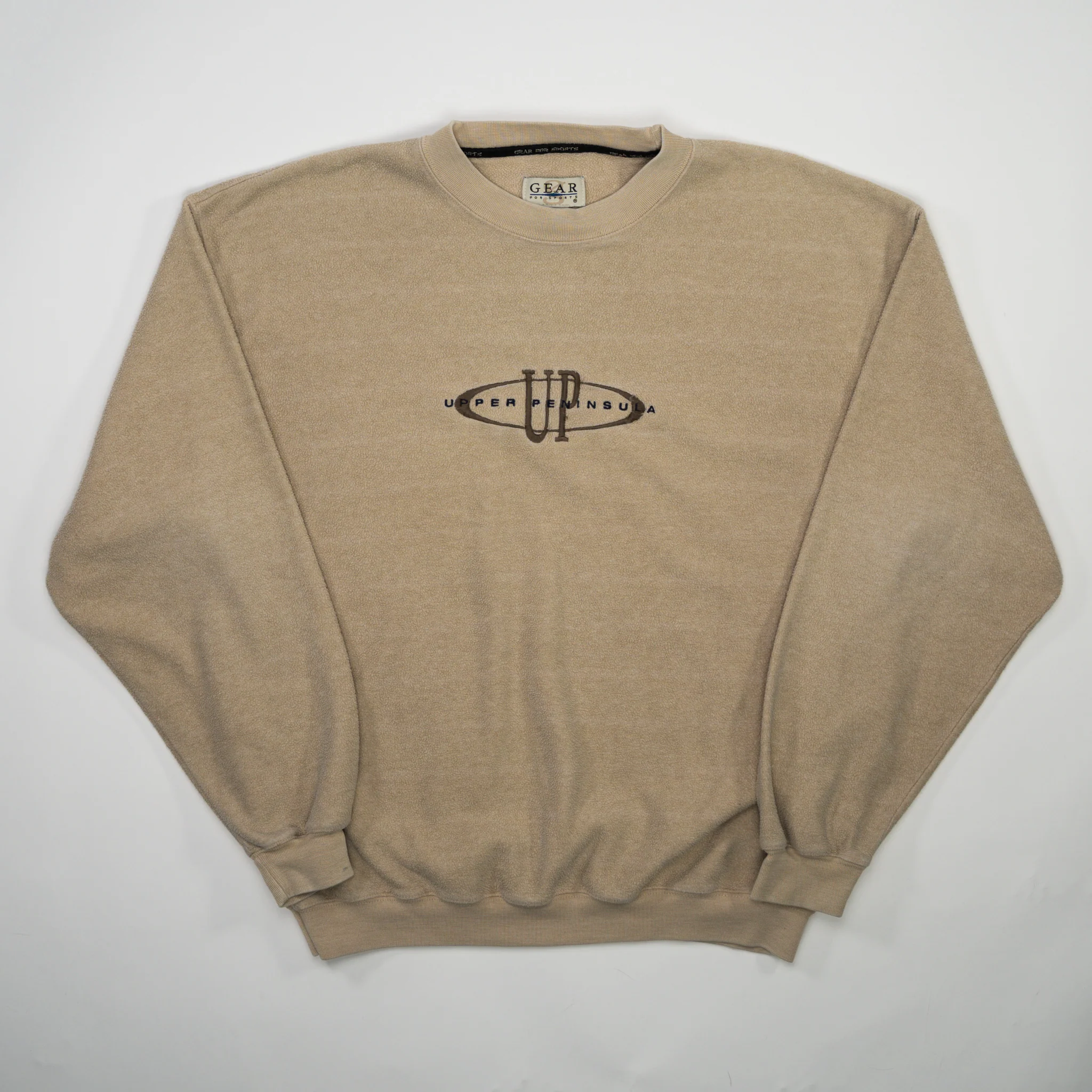 Vintage Beige Upper Peninsula 'UP' Fleece Crewneck (L)