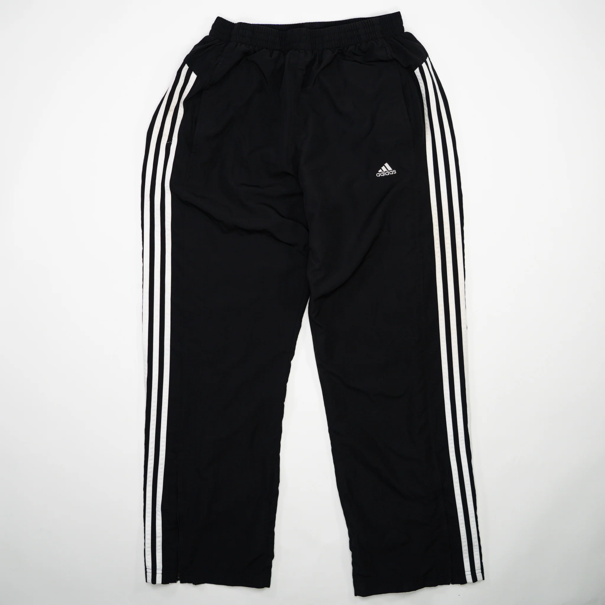 Vintage Black Adidas Striped Windbreaker Pants 4.0 (L/XL)