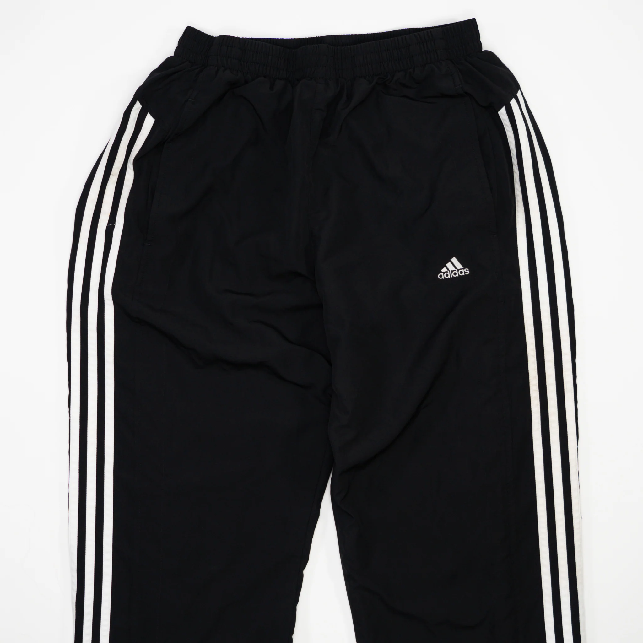 Vintage Black Adidas Striped Windbreaker Pants 4.0 (L/XL) - Image 2