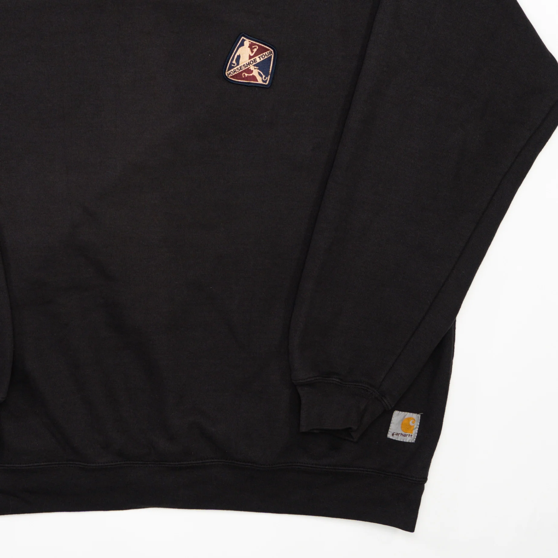 Vintage Black Carhartt Horseshoe Tour Crewneck (XL) - Image 2