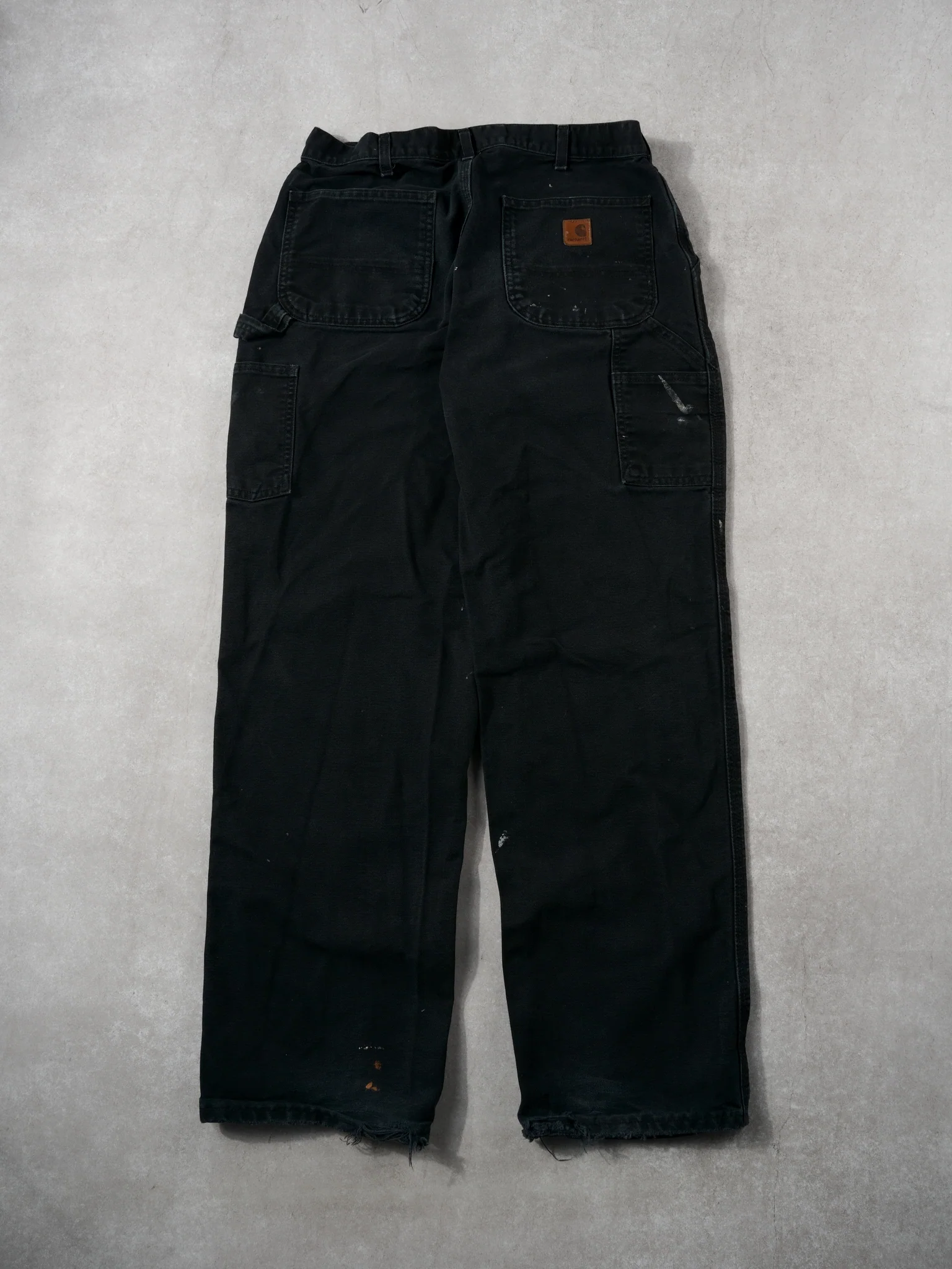 Vintage Black Carhartt Paint Splashed Carpenter Pants (32 x 32) - Image 2