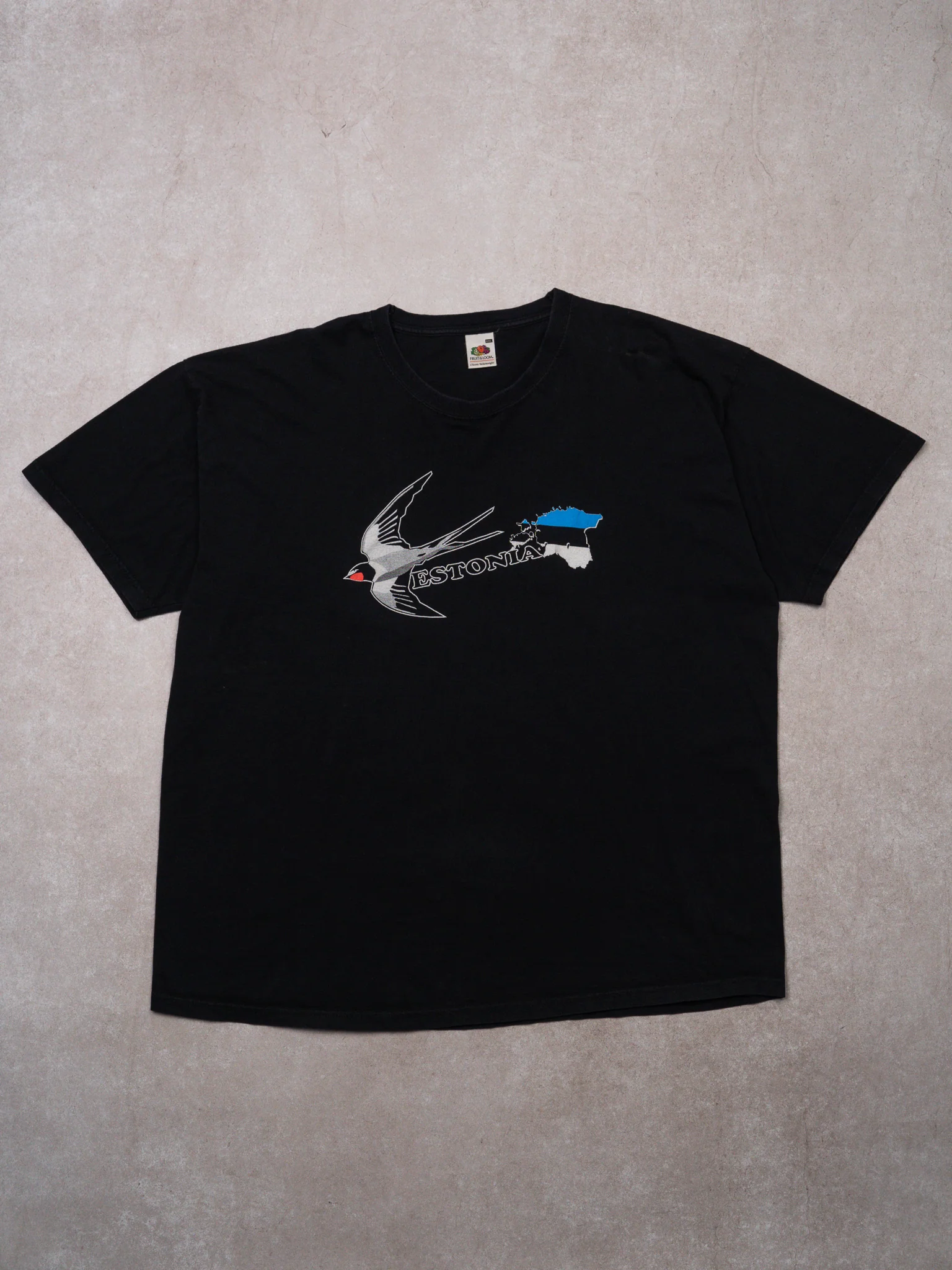 Vintage 90s Black Estonia Bird Tee (XL)