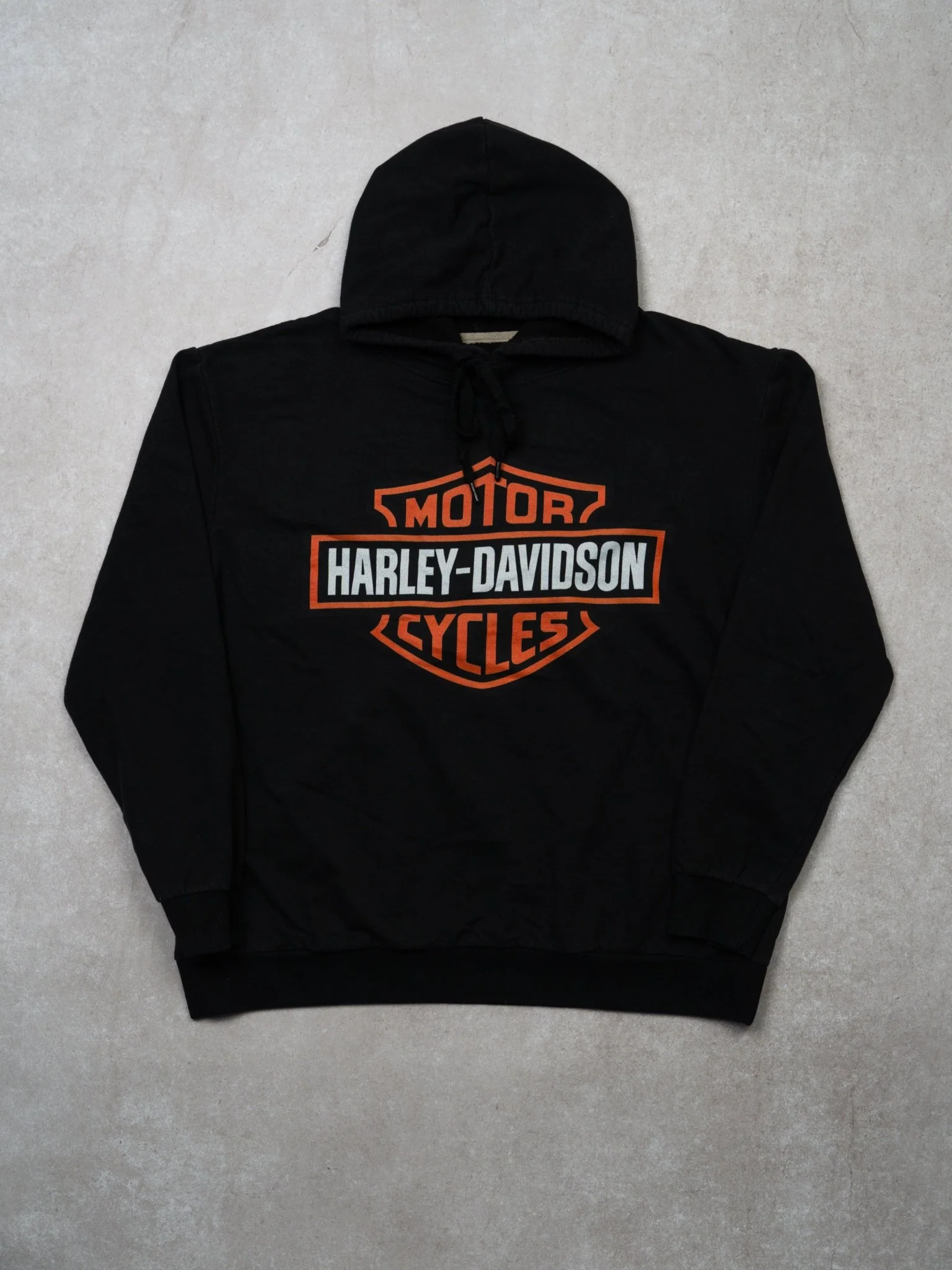 Vintage Black Harley Davidson Logo Hoodie (M/L)