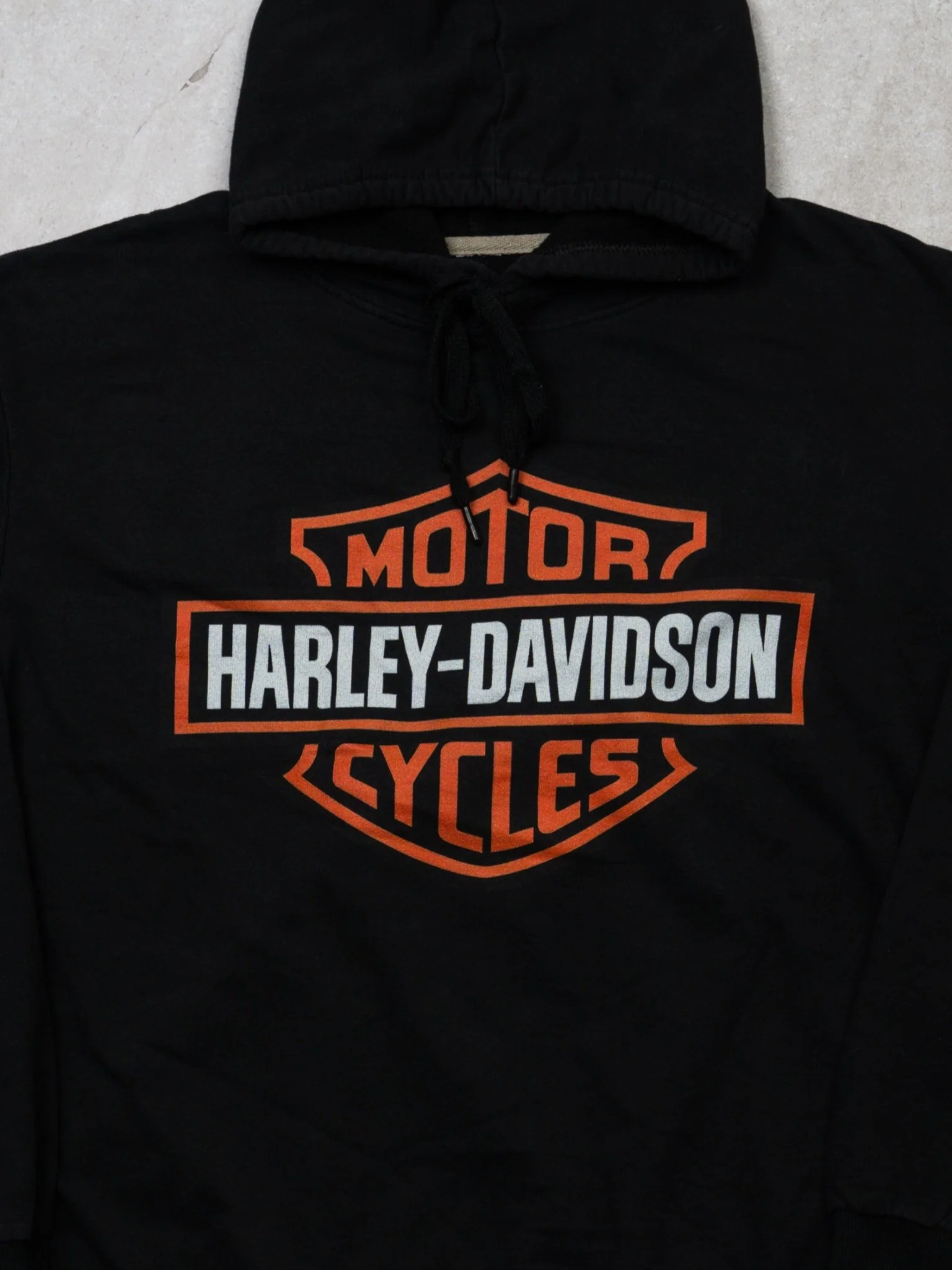 Vintage Black Harley Davidson Logo Hoodie (M/L) - Image 2