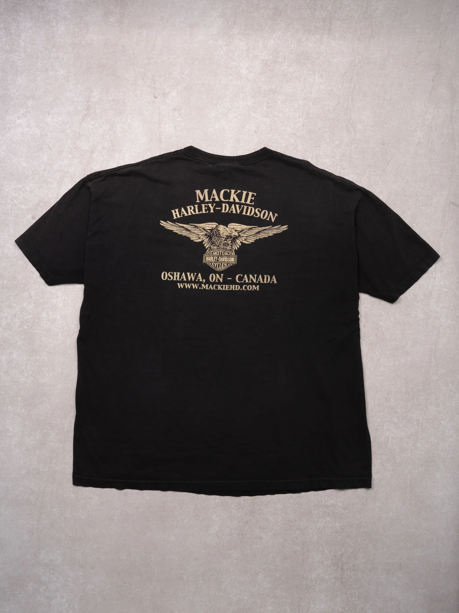 Vintage Black Harley Davidson Skull Oshawa ON Tee (XL/XXL) - Image 4