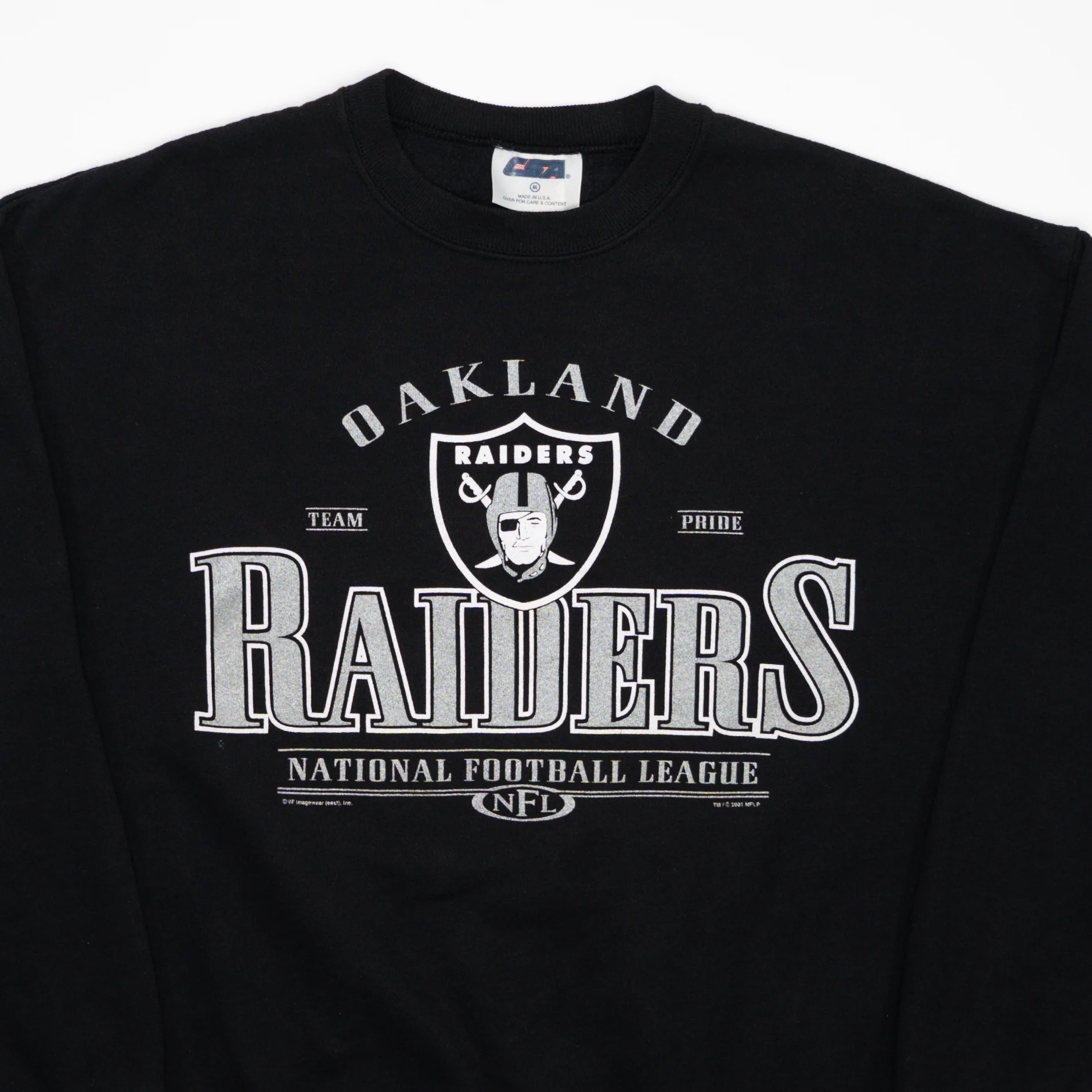 Vintage 90s Black Oakland Raiders NFL Crewneck (L) - Image 2