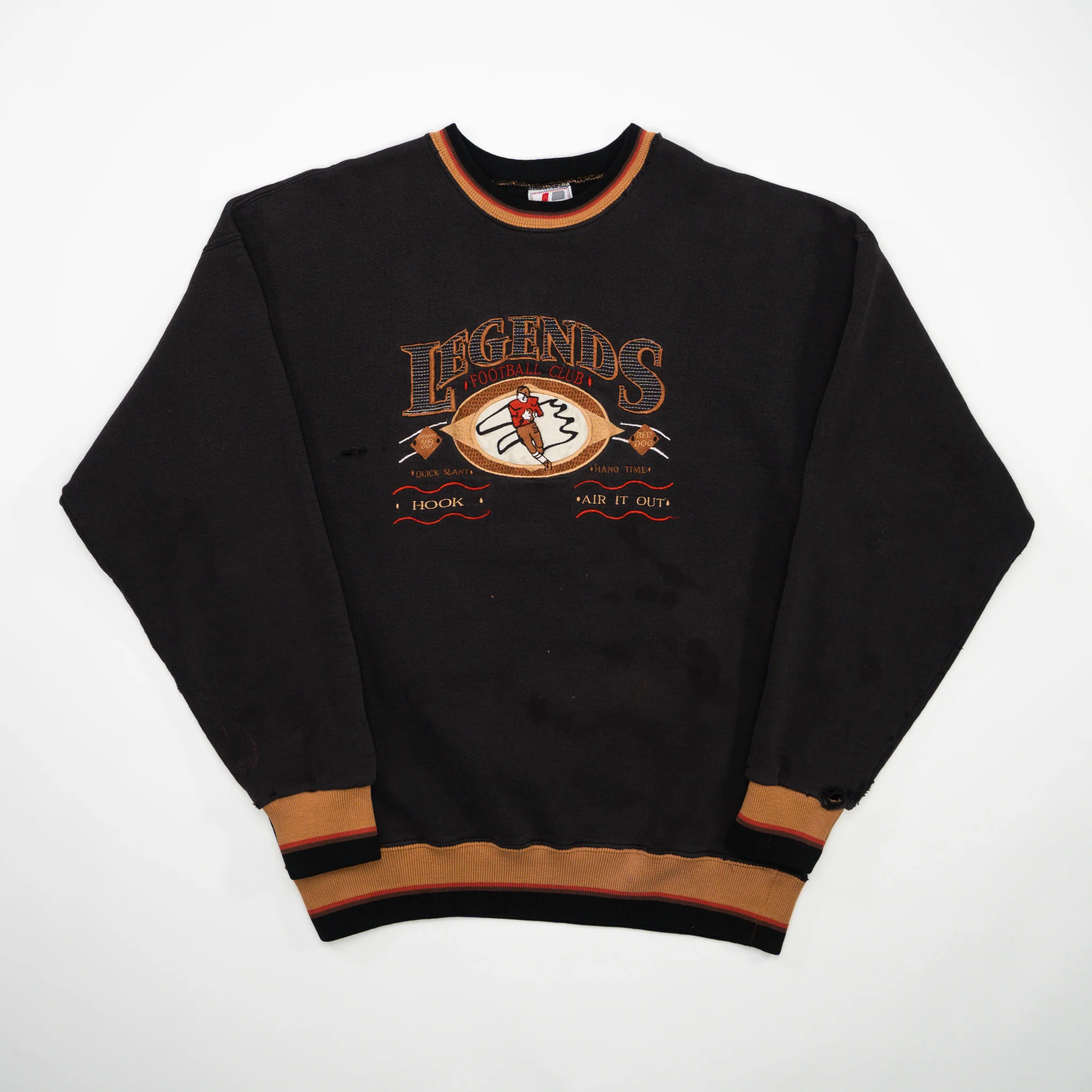 Vintage Black + Orange Rugged Legends Football Club Crewneck (L)