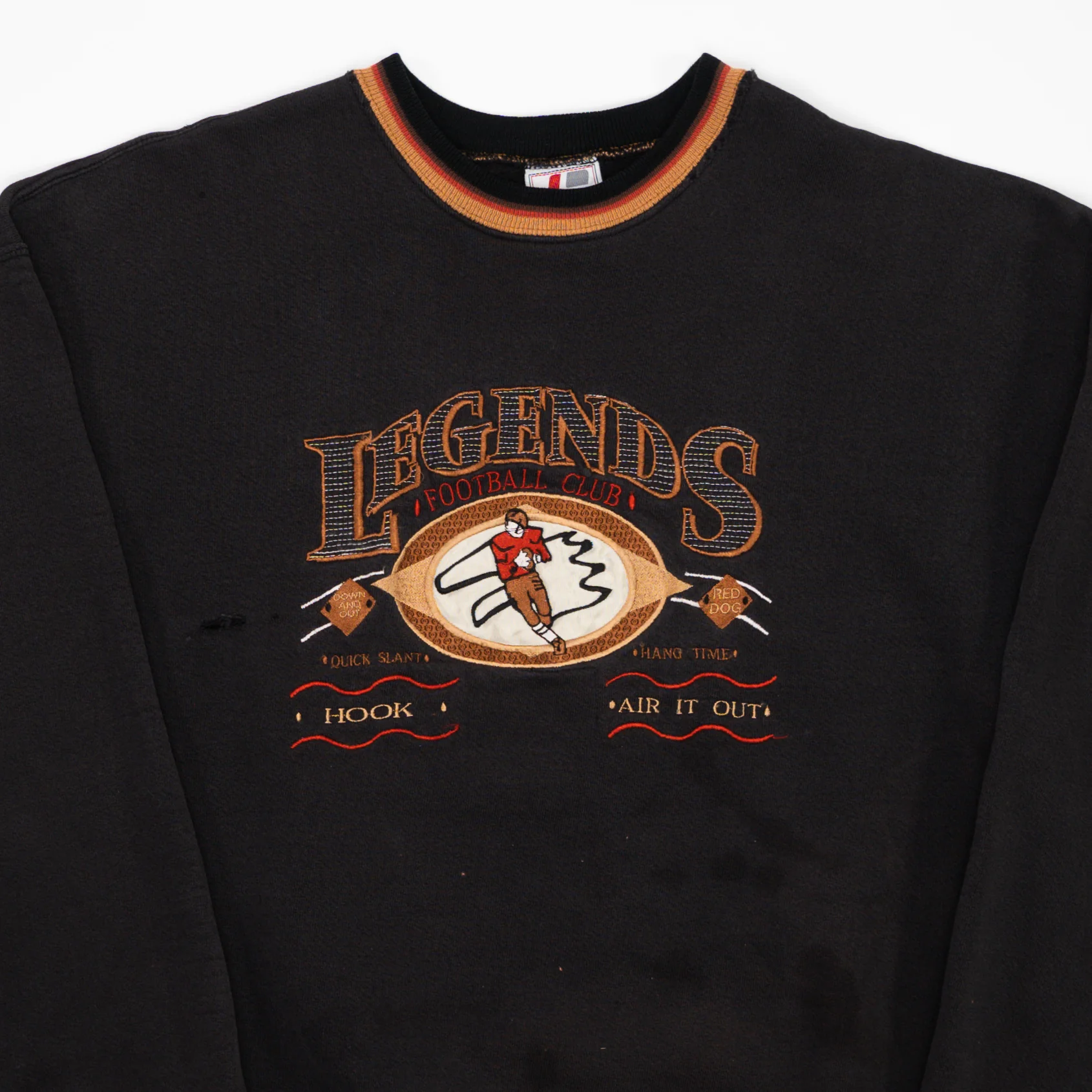 Vintage Black + Orange Rugged Legends Football Club Crewneck (L) - Image 2