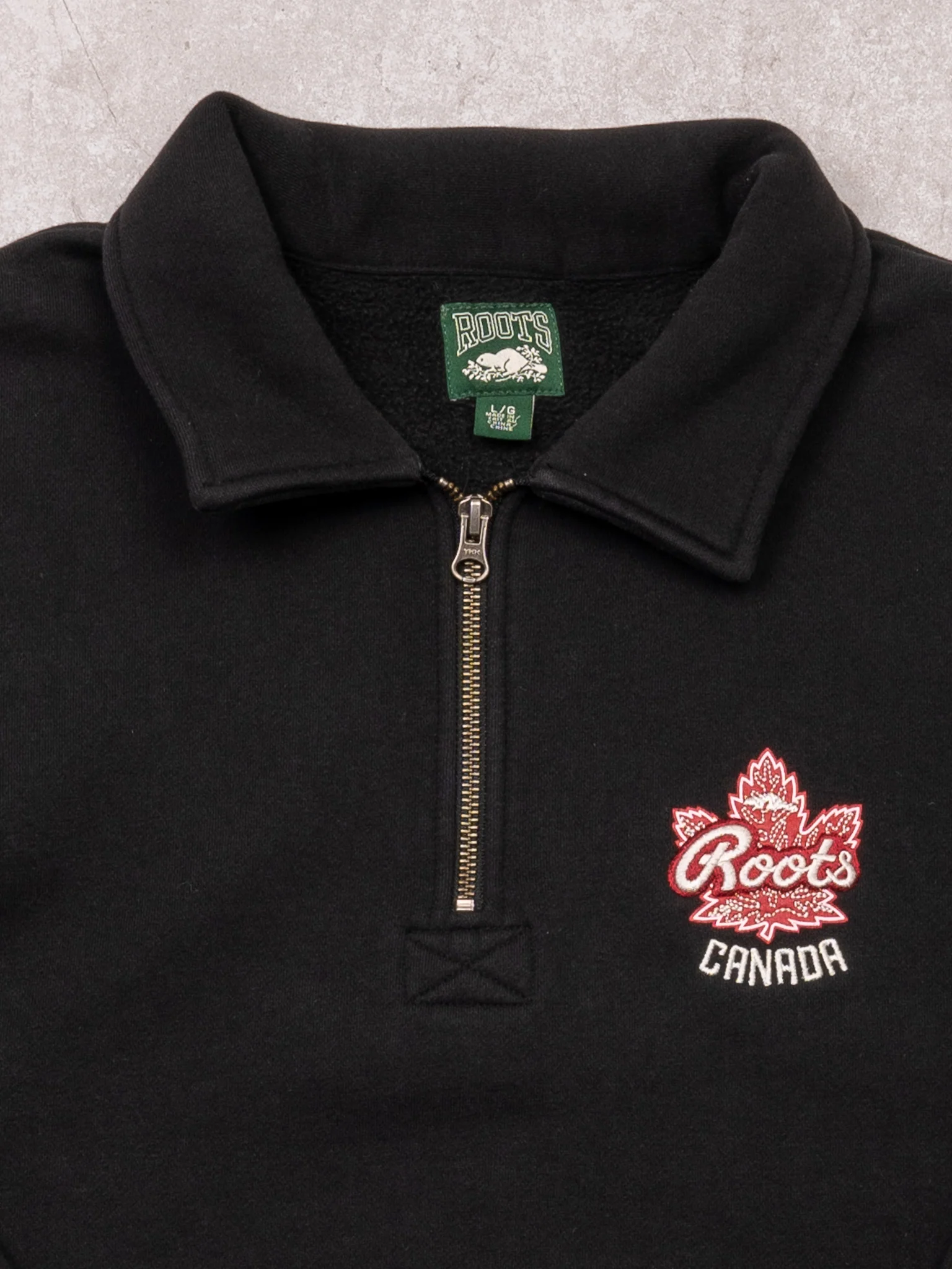 Vintage Black Roots Canada 1/4 Zip Sweater (L) - Image 2