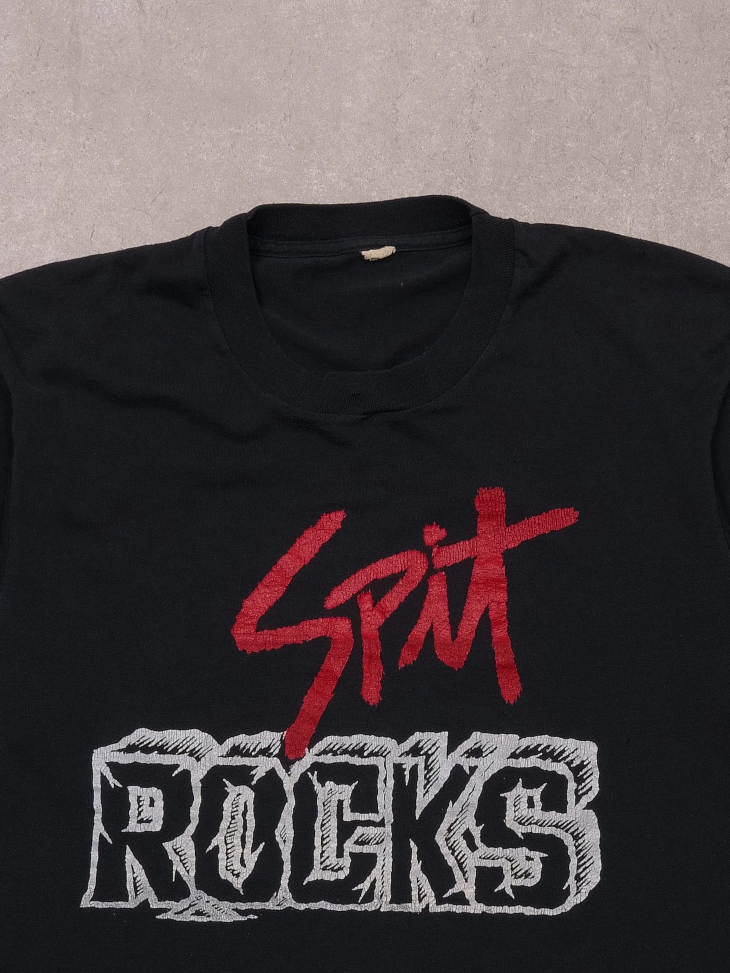 Vintage 90s Black Spit Rocks Single Stitch Graphic Tee (S/M) - Image 2