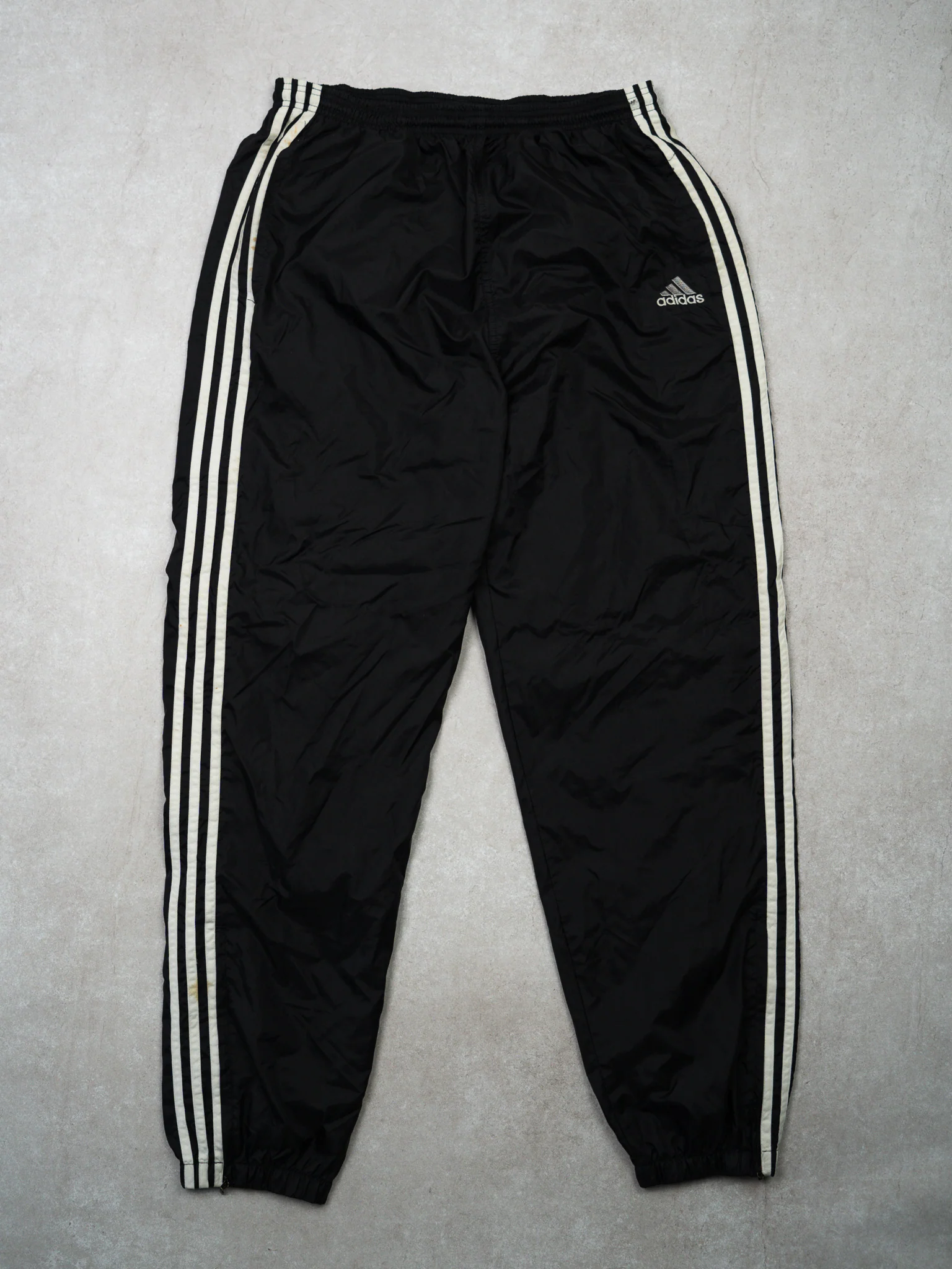Vintage Black + White Adidas Windbreaker Pants 3.0 (L)