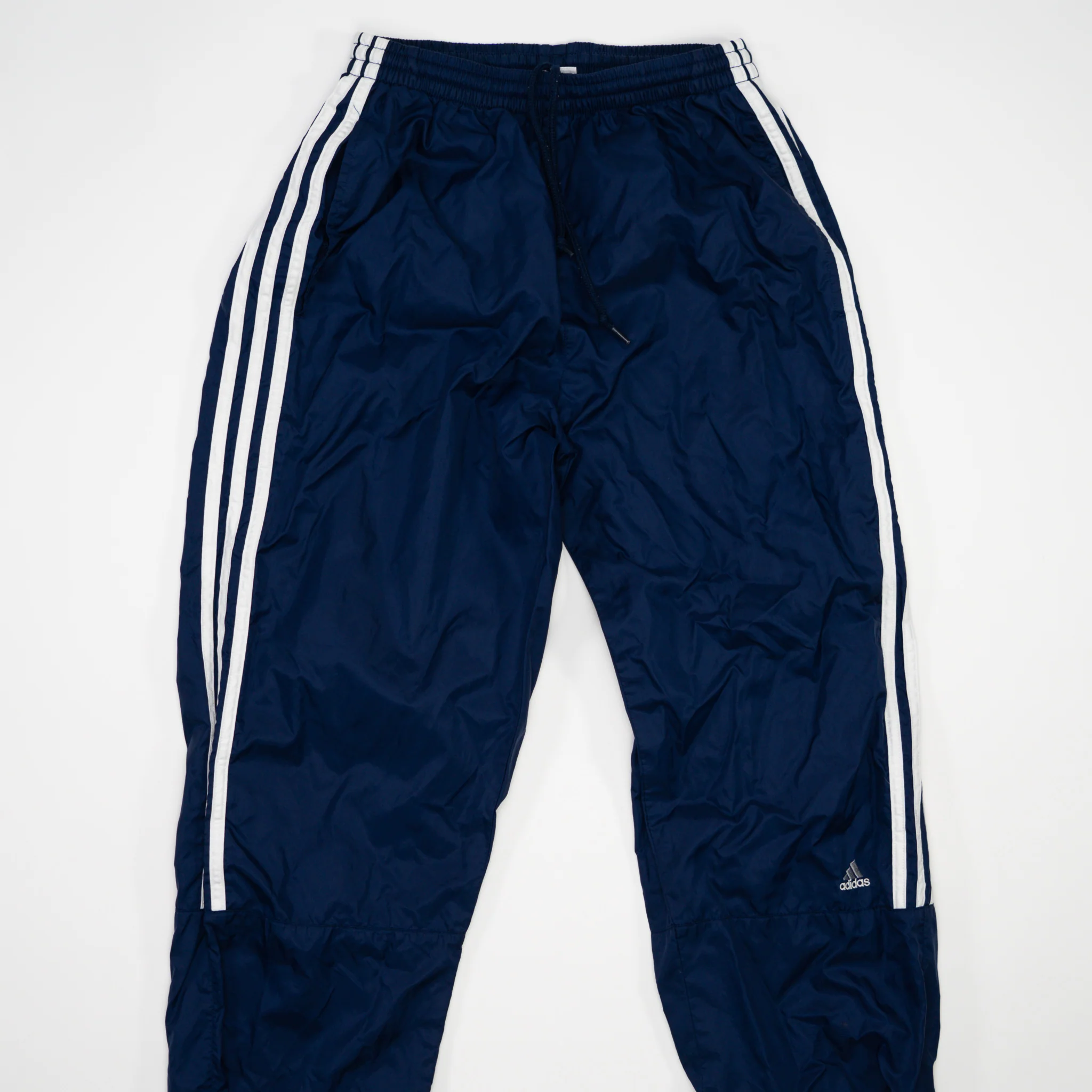 Vintage Blue Adidas Striped Windbreaker Pants 2.0 (M) - Image 2