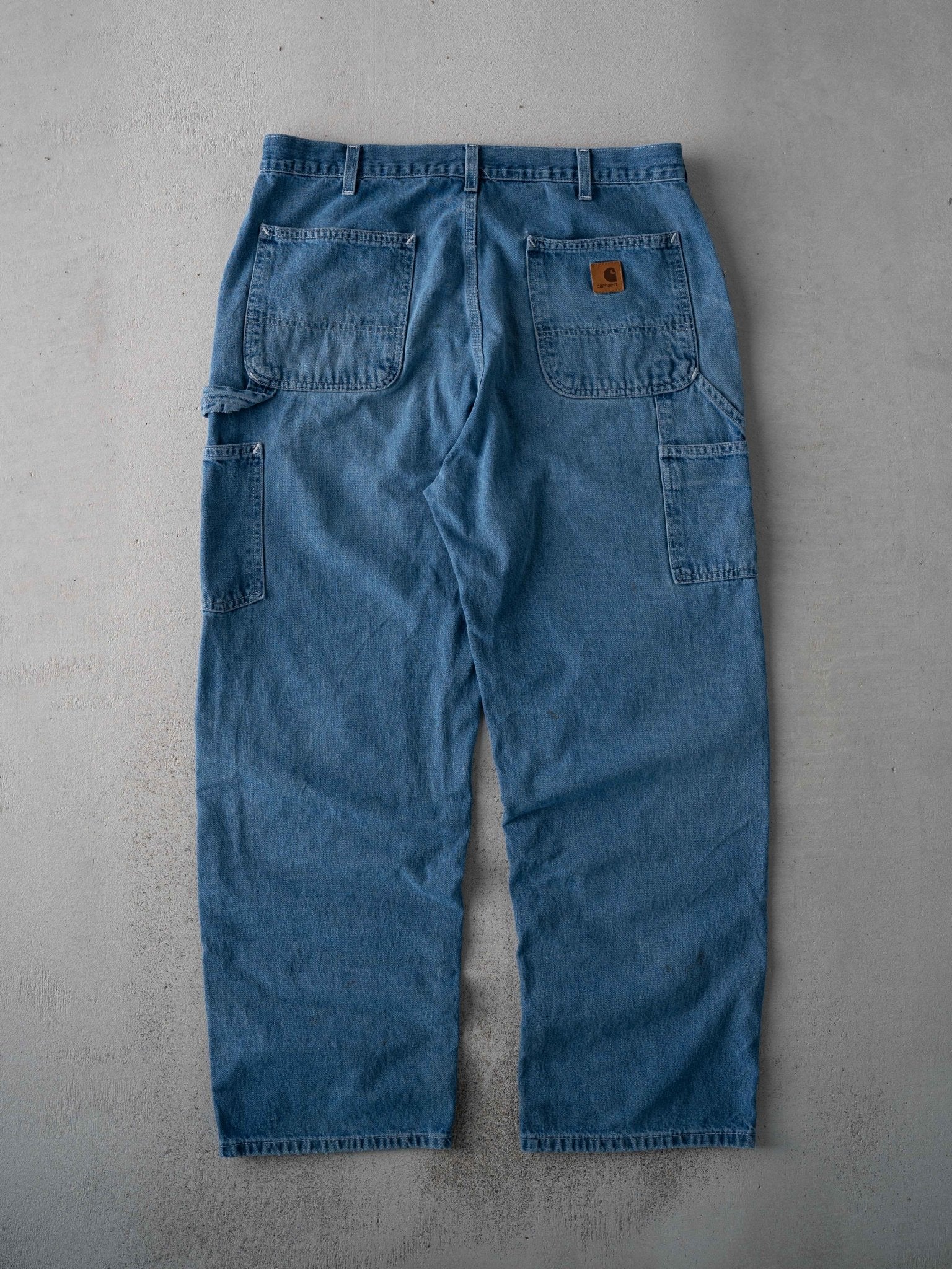Vintage Blue Carhartt Dungaree Carpenter Pants (34 x 30) - Image 2