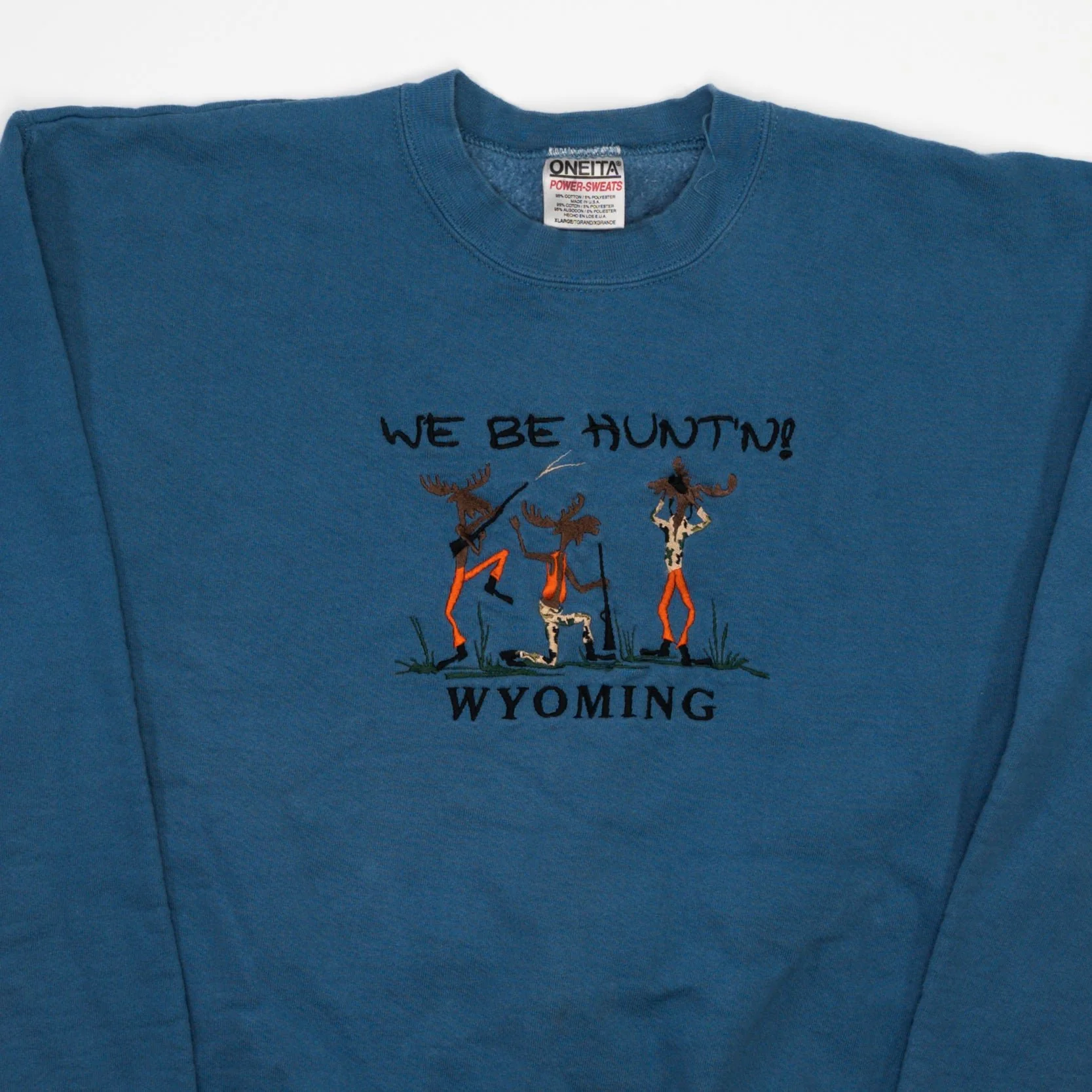 Vintage 90s Blue We Be Huntin Wyoming Crewneck (L) - Image 2