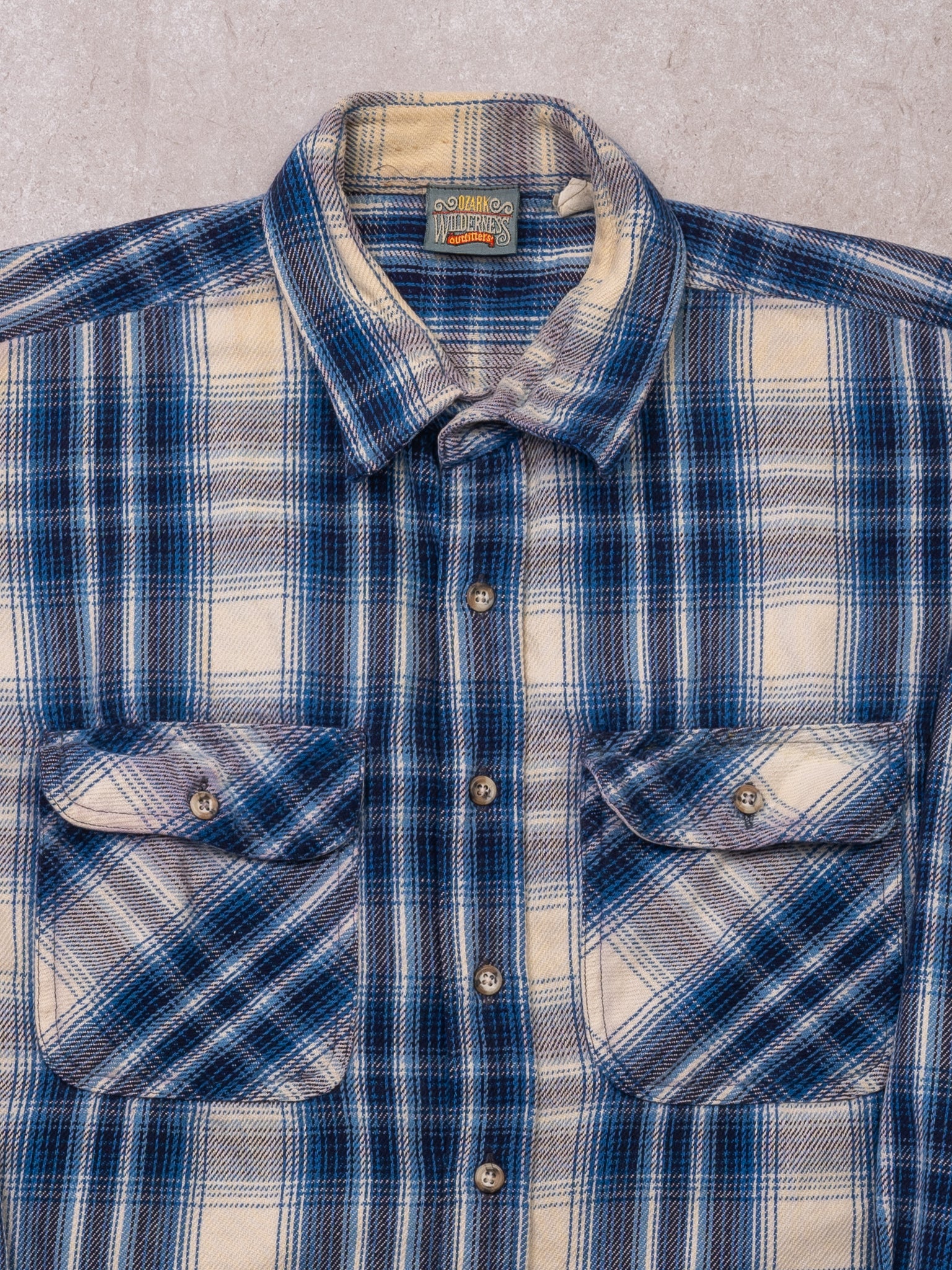 Vintage Blue + White Wildneress Outfitters Plaid Button Up  (XL) - Image 2
