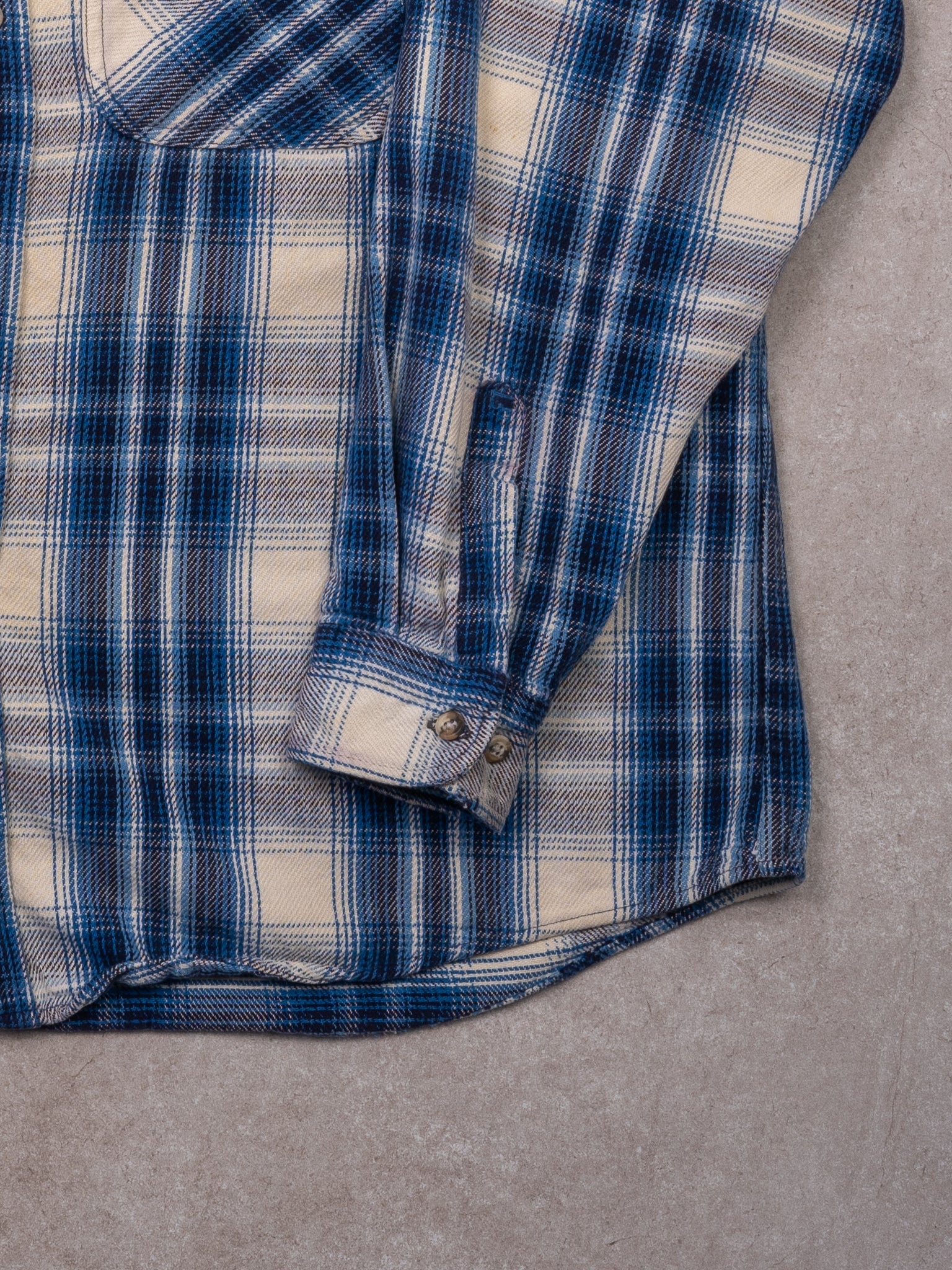 Vintage Blue + White Wildneress Outfitters Plaid Button Up  (XL) - Image 3