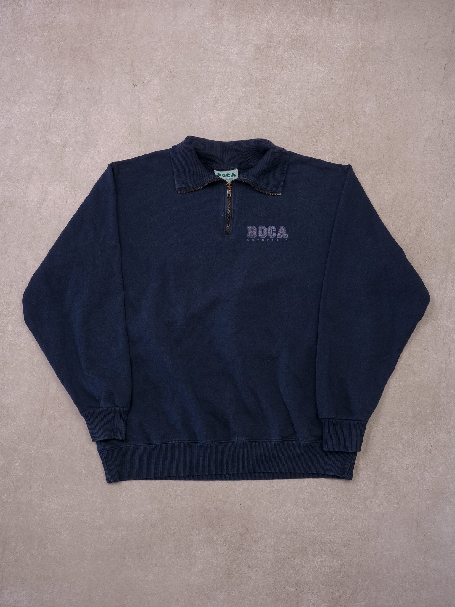 Vintage 90s BOCA Navy Blue 1/4 Zip Sweater (M/L)