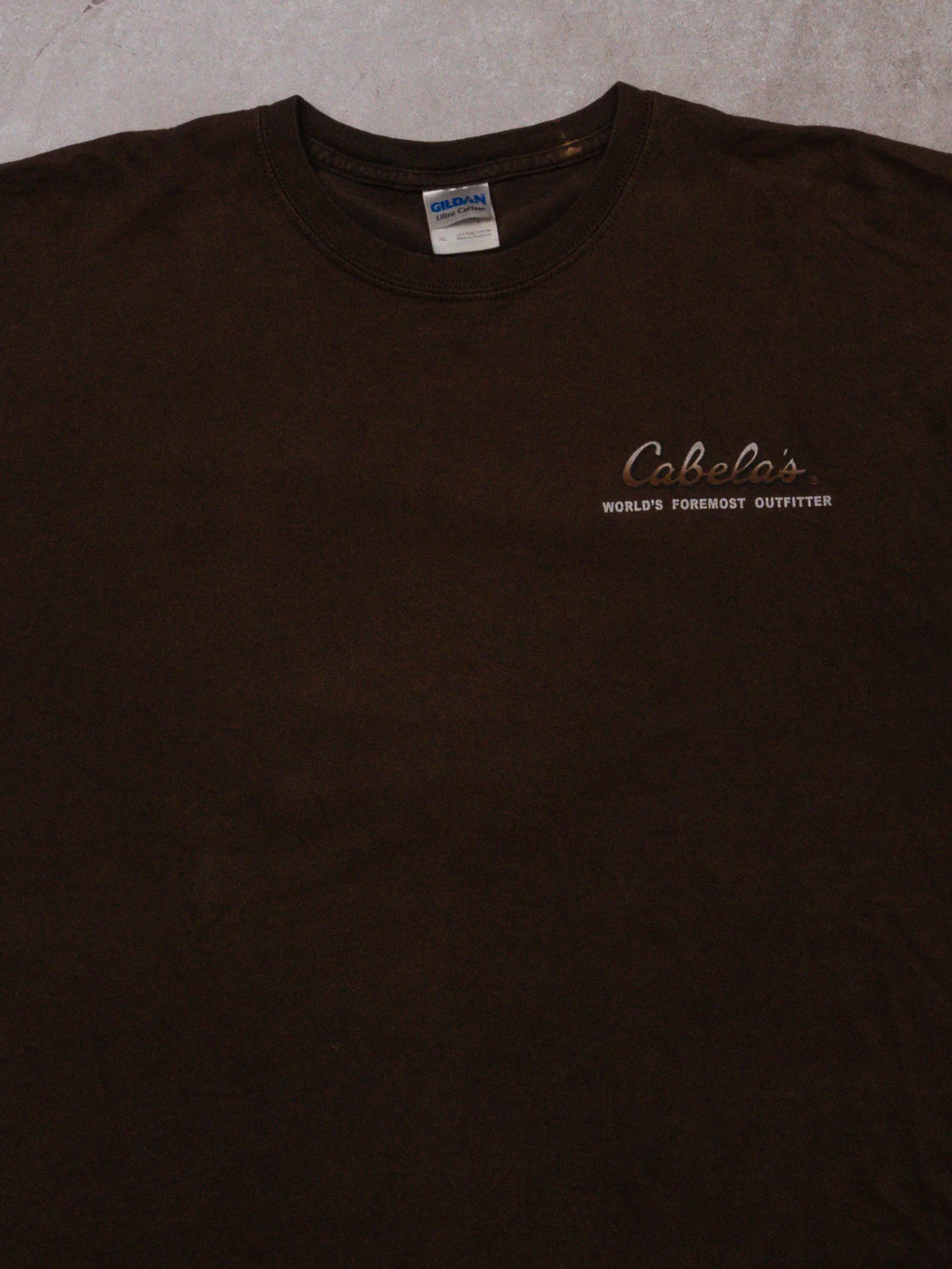 Vintage Brown Cabela's Go Big or Go Home Fishing Tee (L) - Image 2