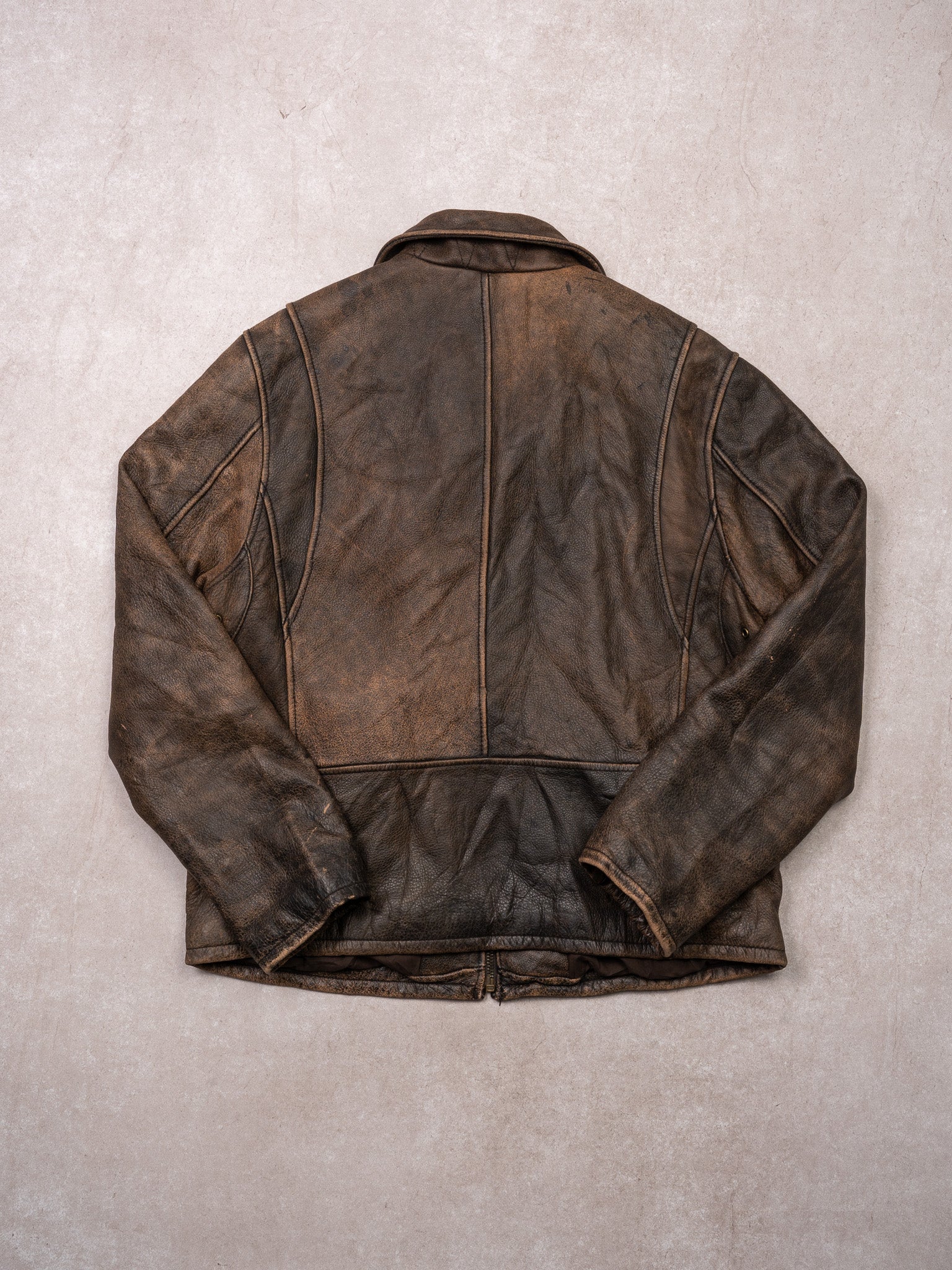 Vintage Faded Brown Levi Leather Jacket (M) - Image 4