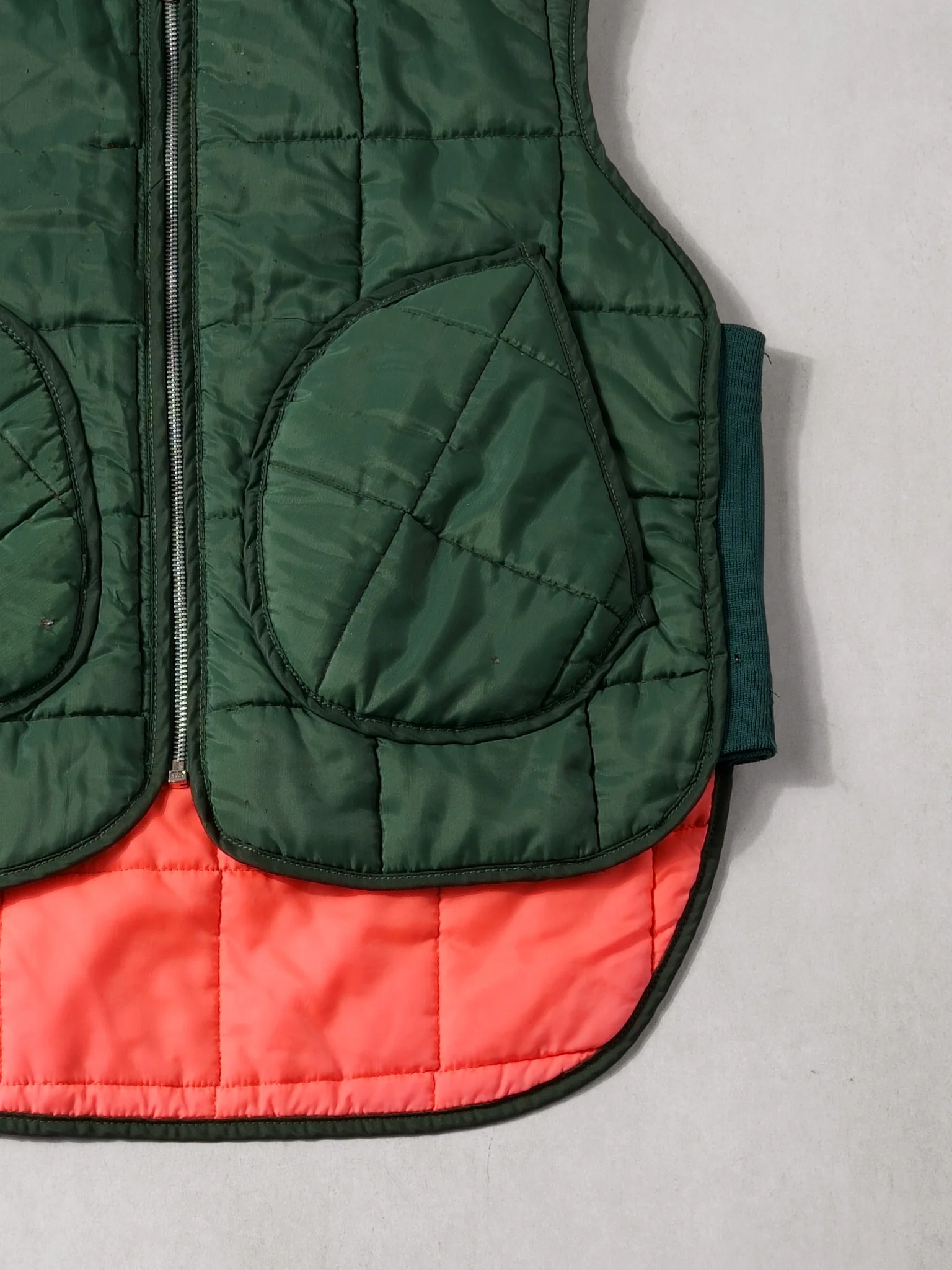 Vintage Forest Green and Orange Reversible Puff Vest (M) - Image 2