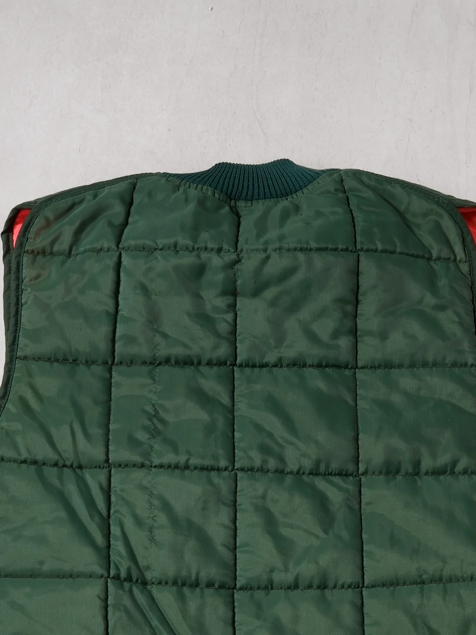 Vintage Forest Green and Orange Reversible Puff Vest (M) - Image 5