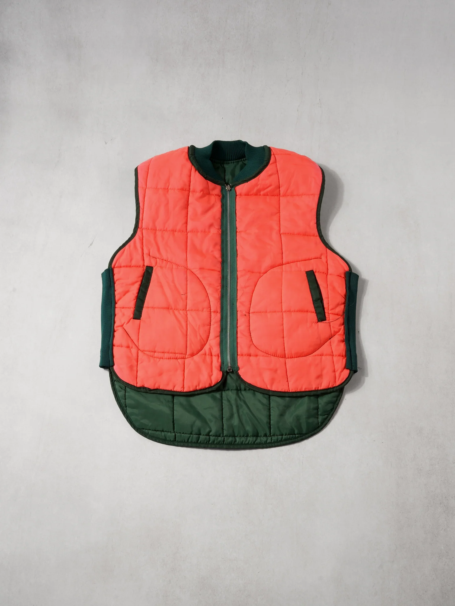 Vintage Forest Green and Orange Reversible Puff Vest (M) - Image 7