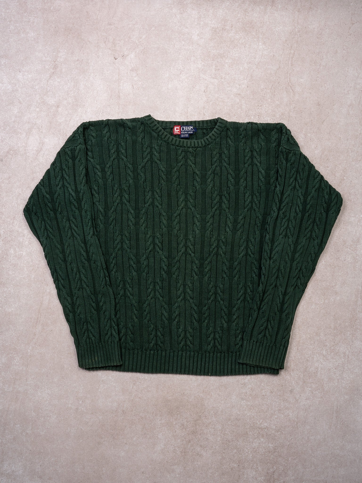 Vintage Forest Green Chaps RL Knit Sweater (L)