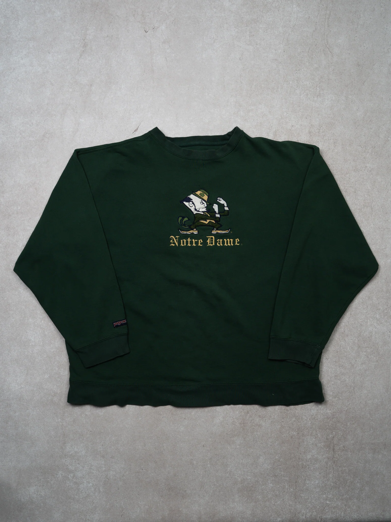 Vintage Green Embroidered Notre Dame x Jansport Crewneck (XL)