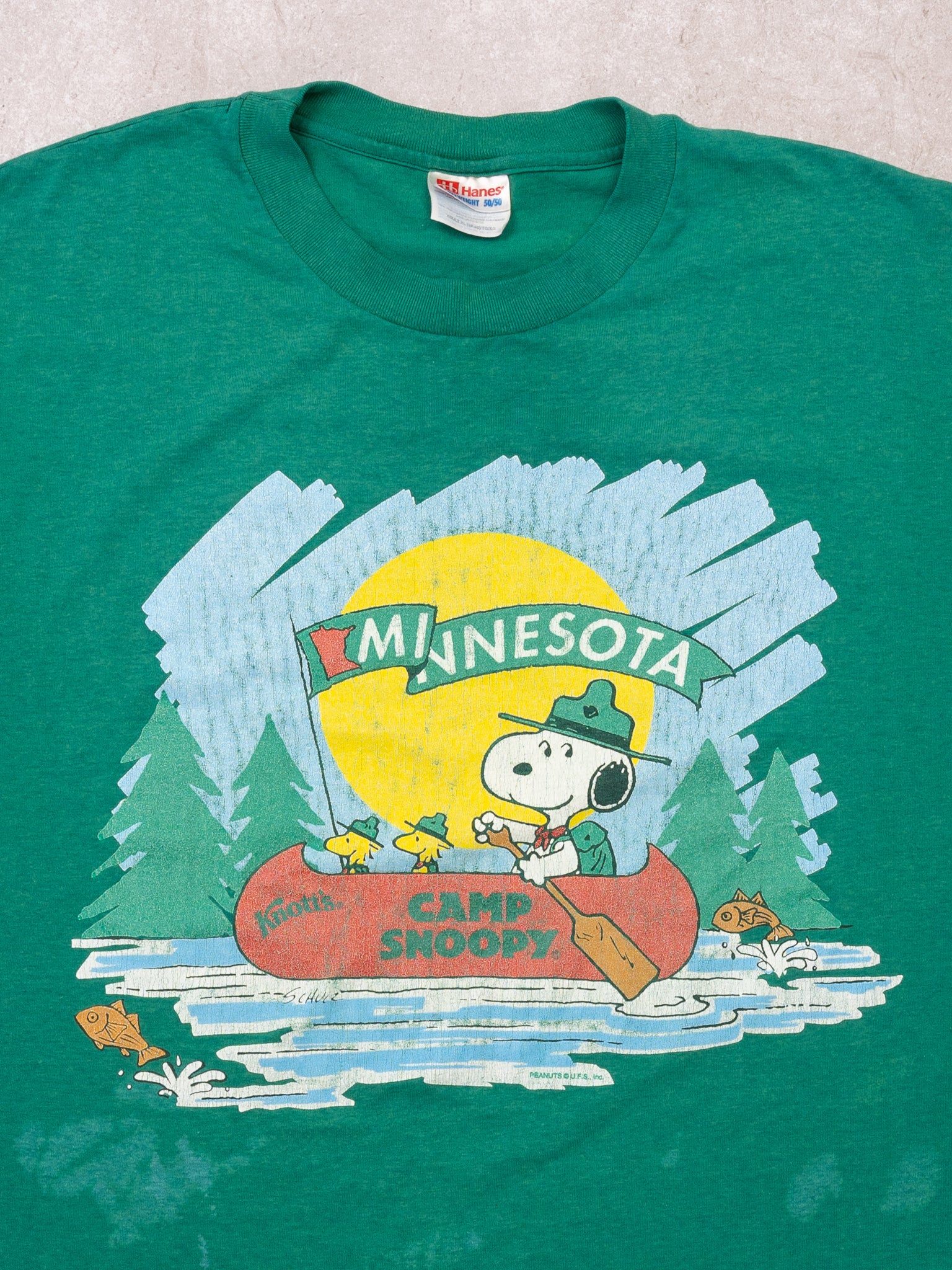 Vintage Green Minnesota Snoopy Canoe Tee (L) - Image 3