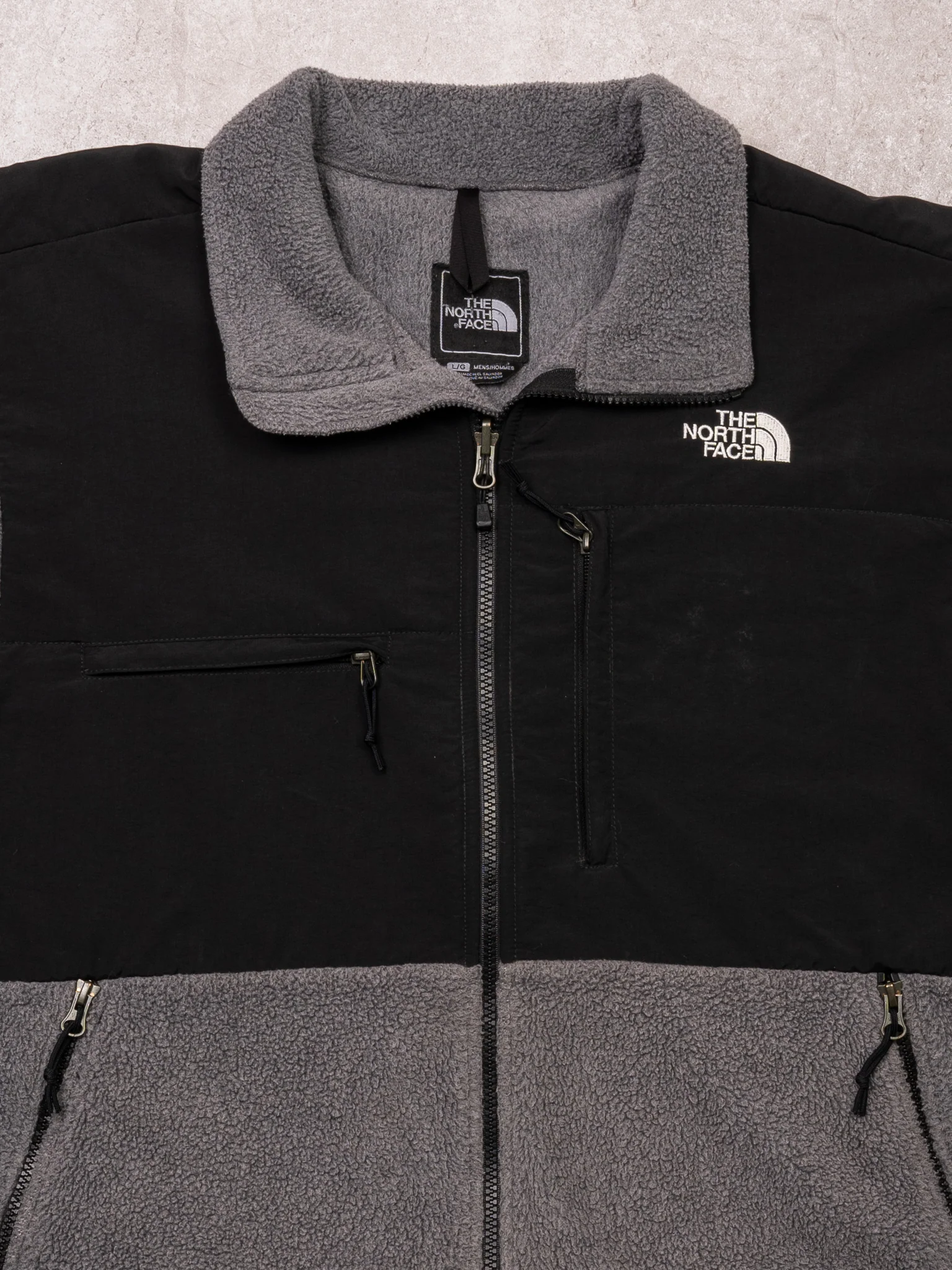 VIntage Grey + Black North Face Denali Fleece Jacket (L) - Image 2