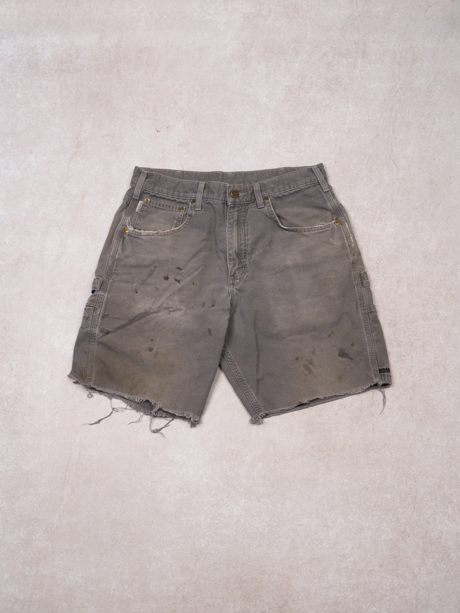 Vintage Grey Carhartt Cut Off Cargo Shorts (32 x 9)