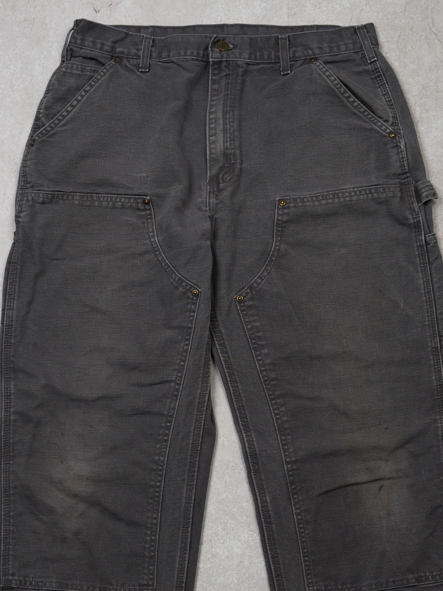 Vintage Grey Carhartt Double Knee Cargo Pants (34 x 31) - Image 2