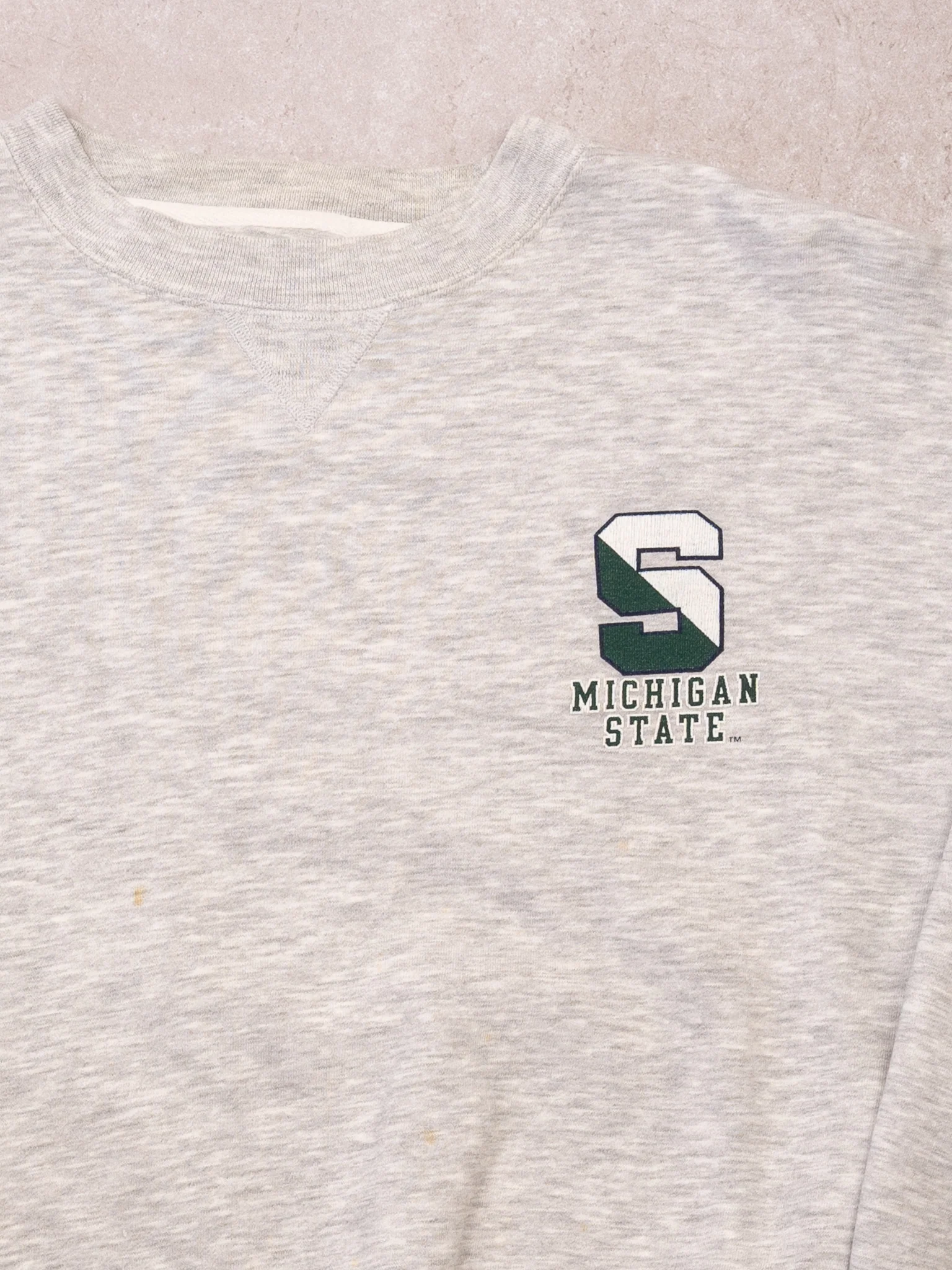 Vintage Grey + Green Michigan State 'S' Crewneck (L) - Image 2